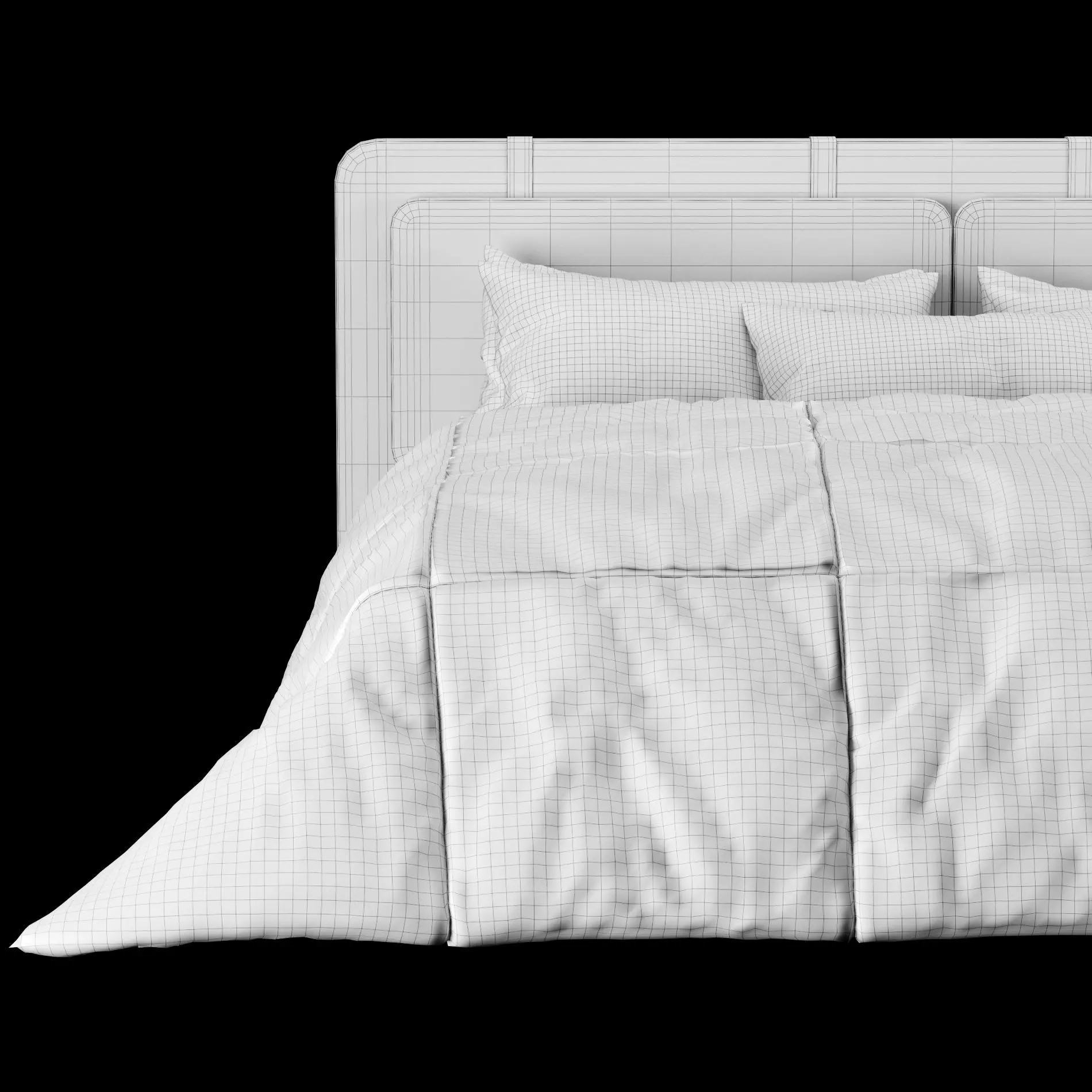 Bed with pillows and blanket 004 3D model_6