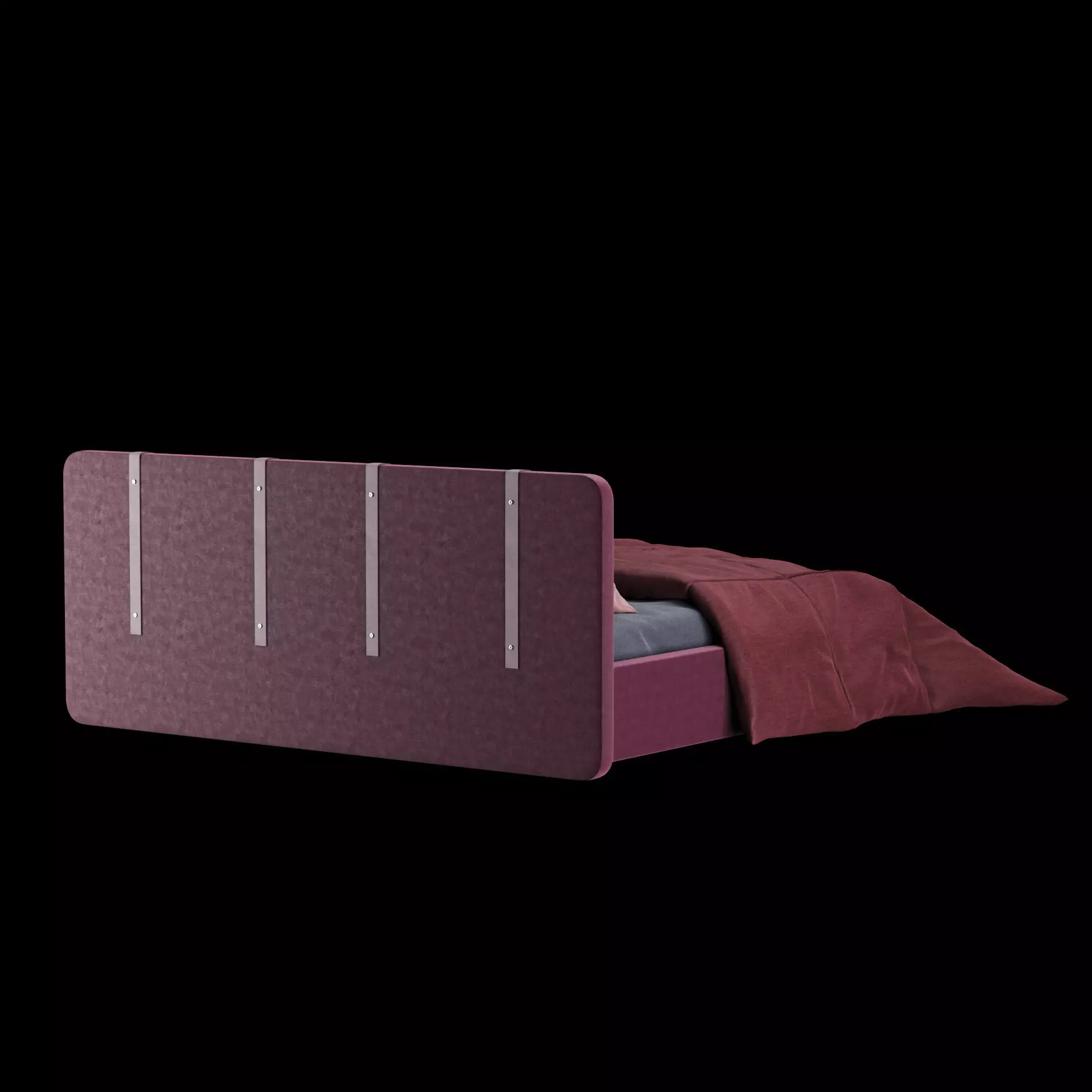 Bed with pillows and blanket 004 3D model_13