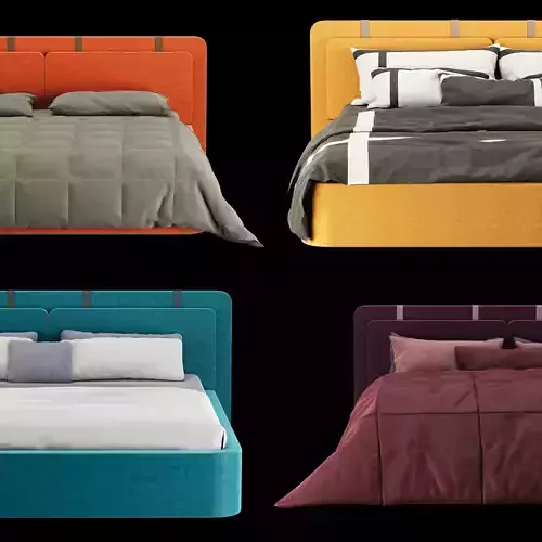 Bed with pillows and blanket set1