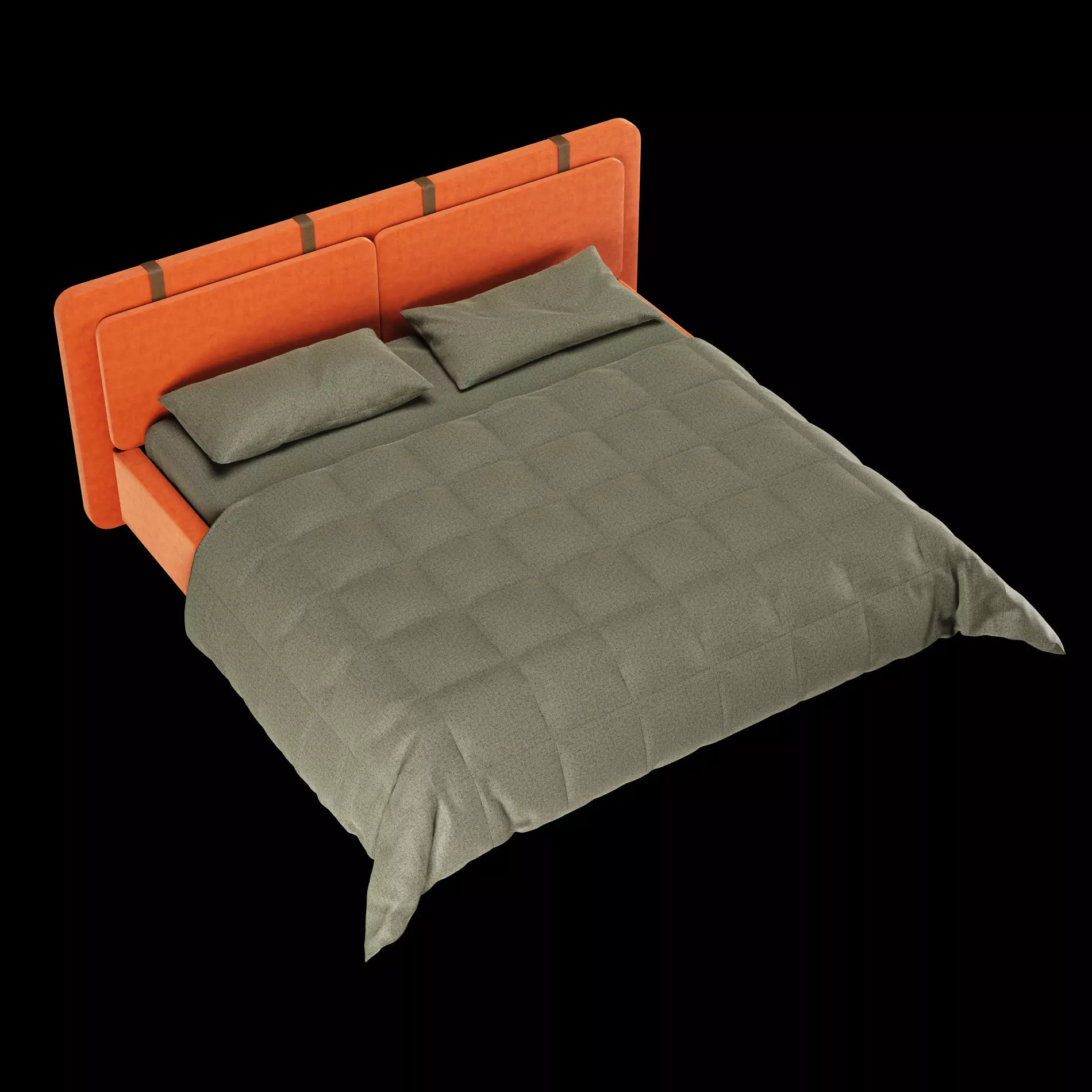 Bed with pillows and blanket set1 3D Model Collection_6