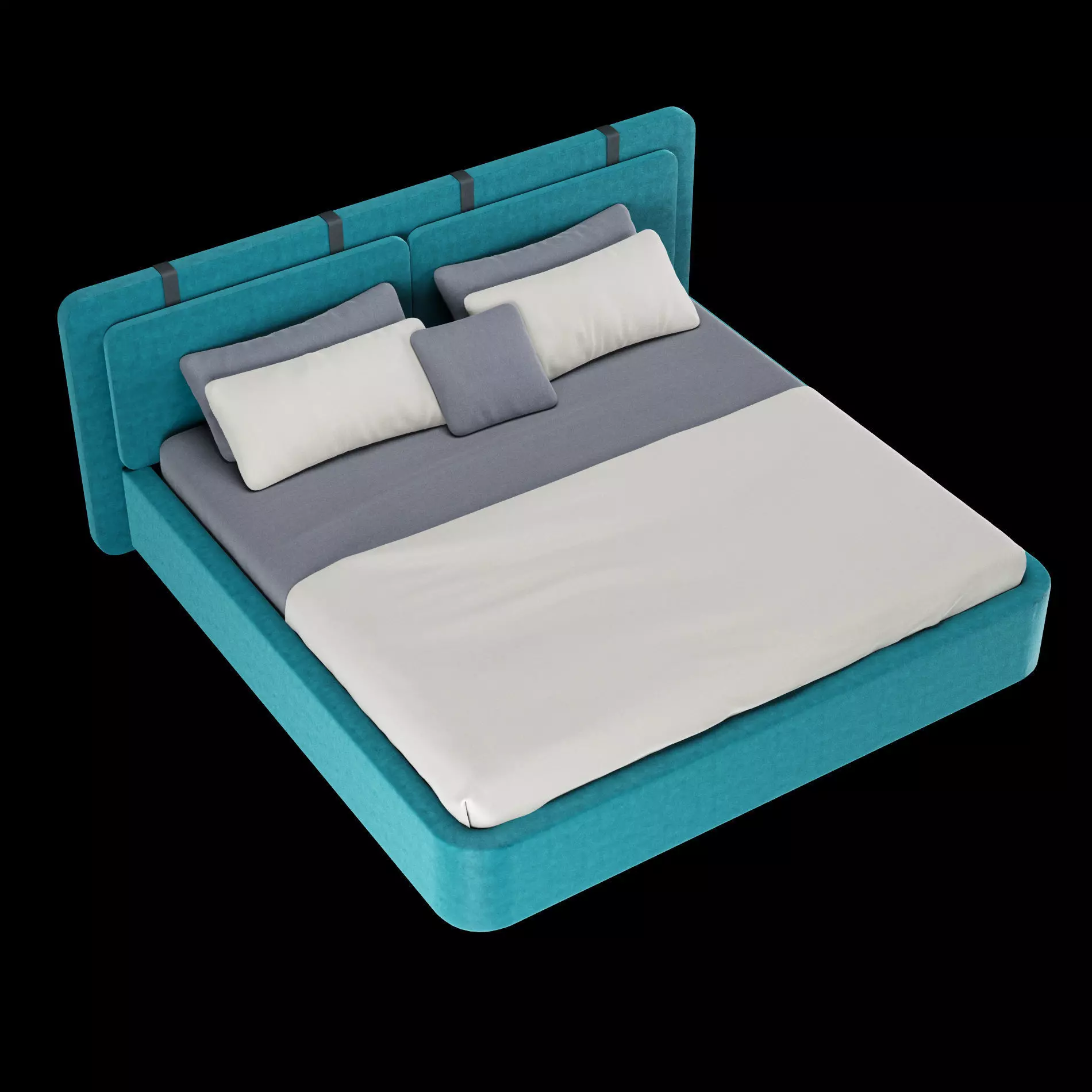 Bed with pillows and blanket set1 3D Model Collection_8
