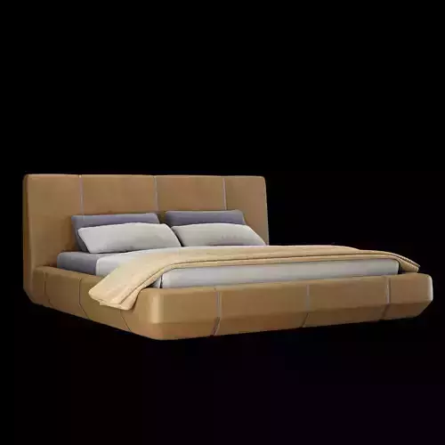 Modern fabric upholstered double bed with bedding set 005