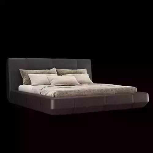 Modern fabric upholstered double bed with bedding set 006