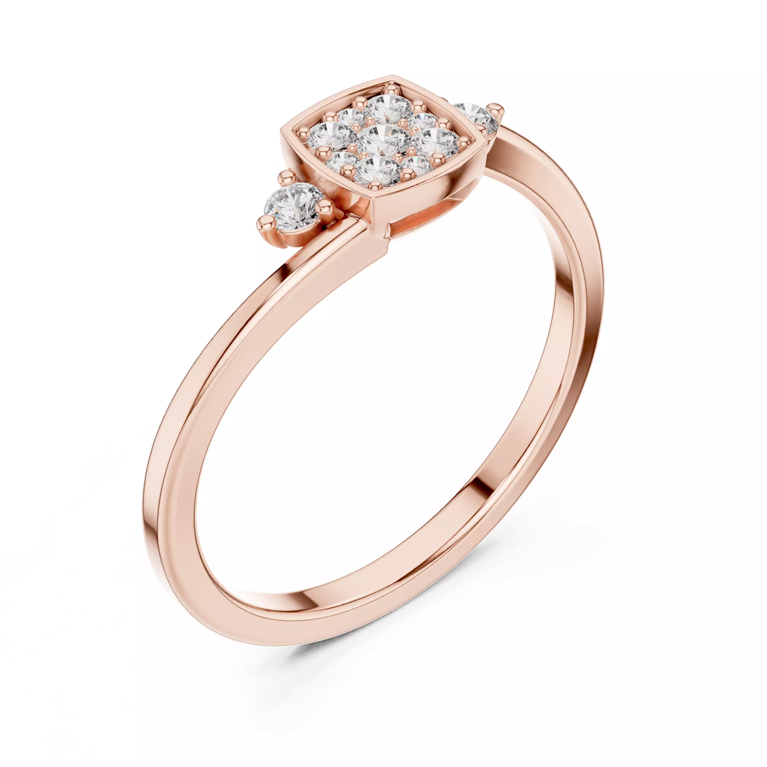 Round Diamond Ring 3D print model_9