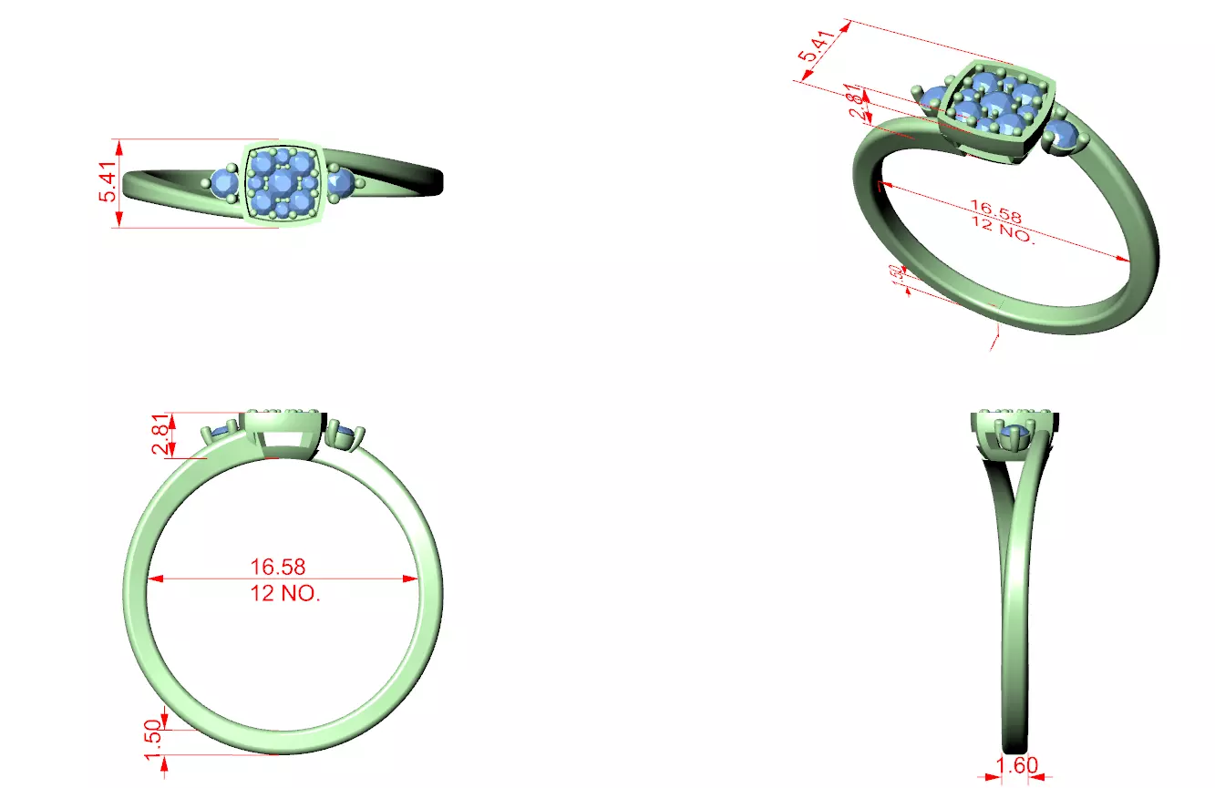 Round Diamond Ring 3D print model_6