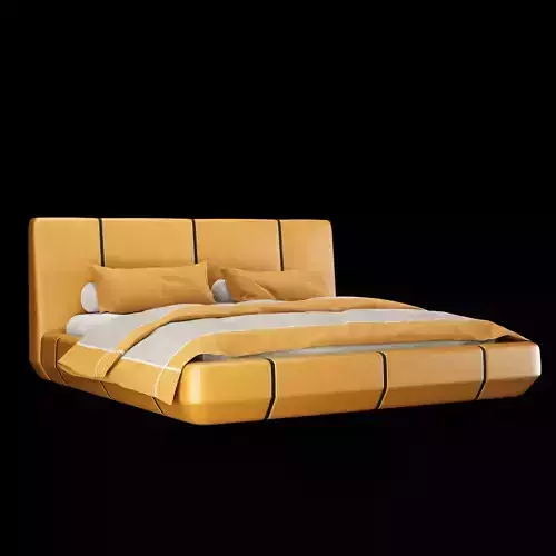 Modern fabric upholstered double bed with bedding set 007
