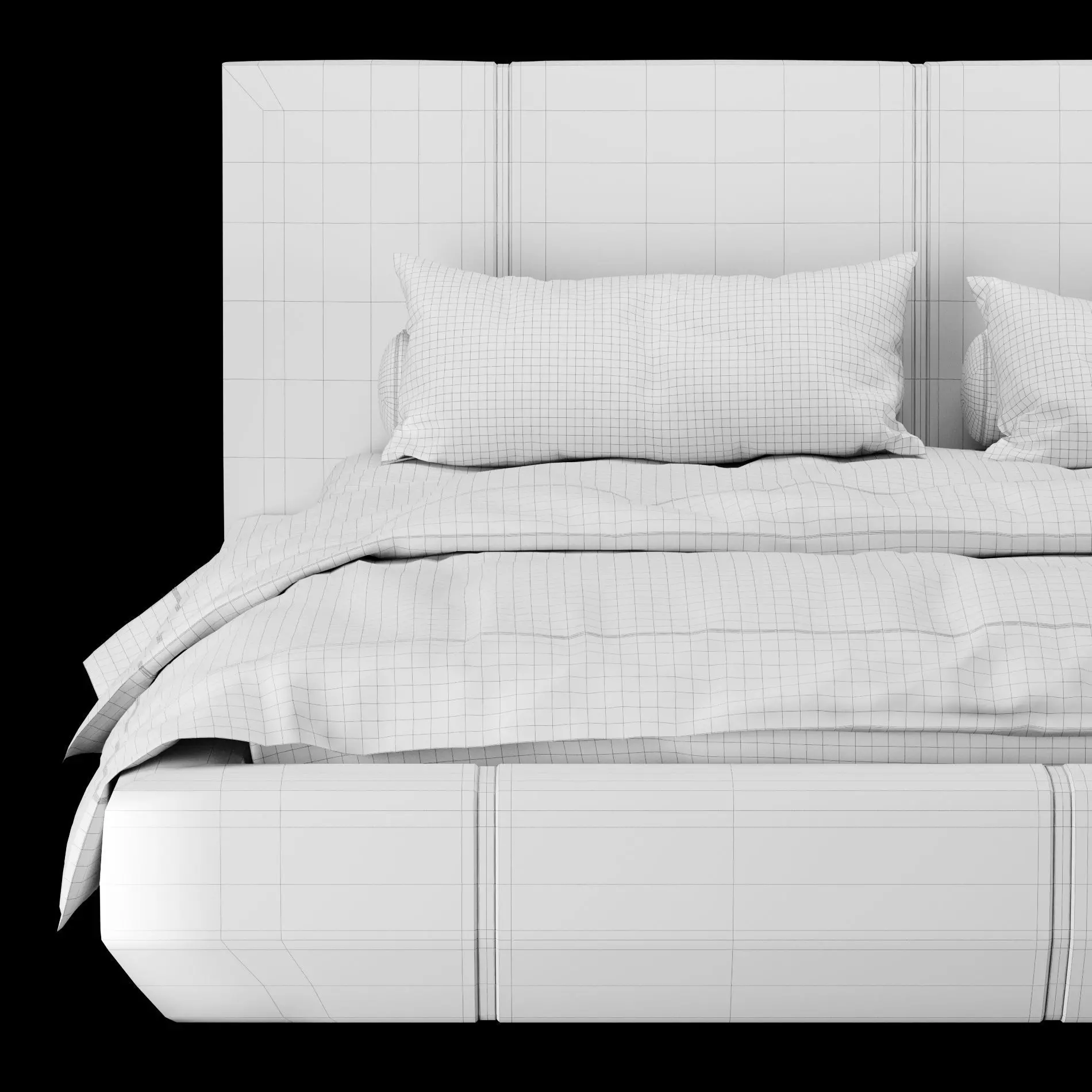Bed with pillows and blanket 007 3D model_6