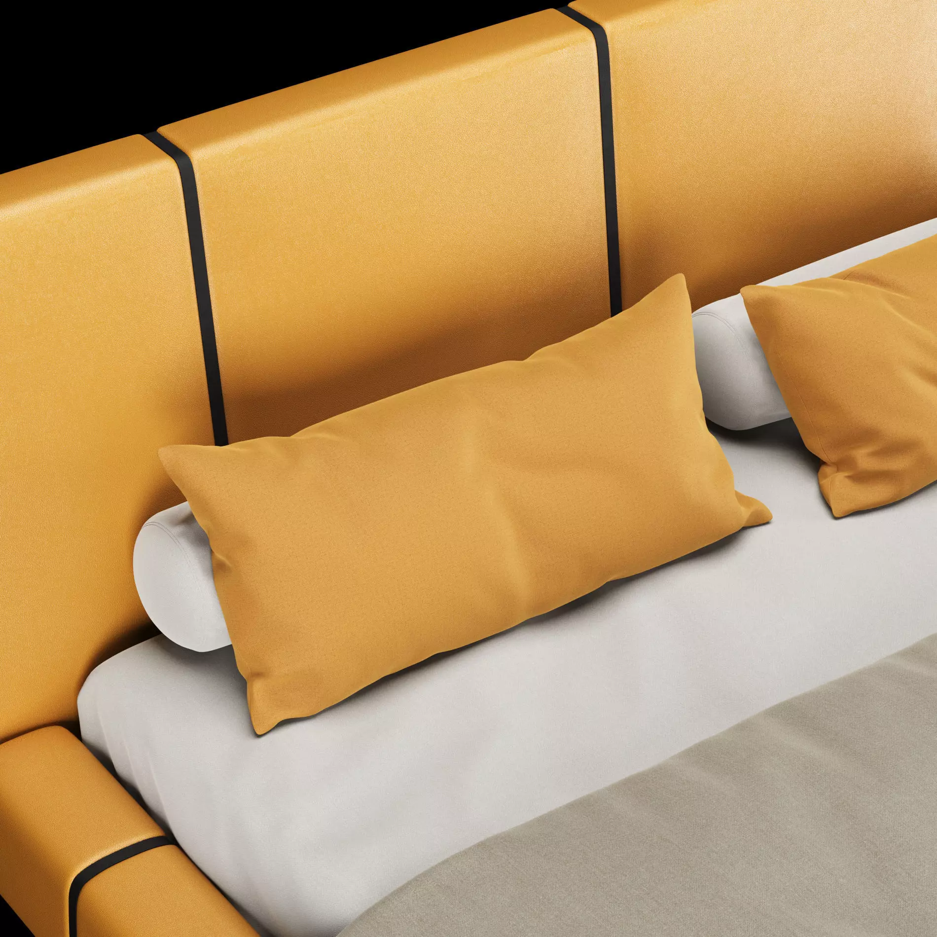 Bed with pillows and blanket 007 3D model_7