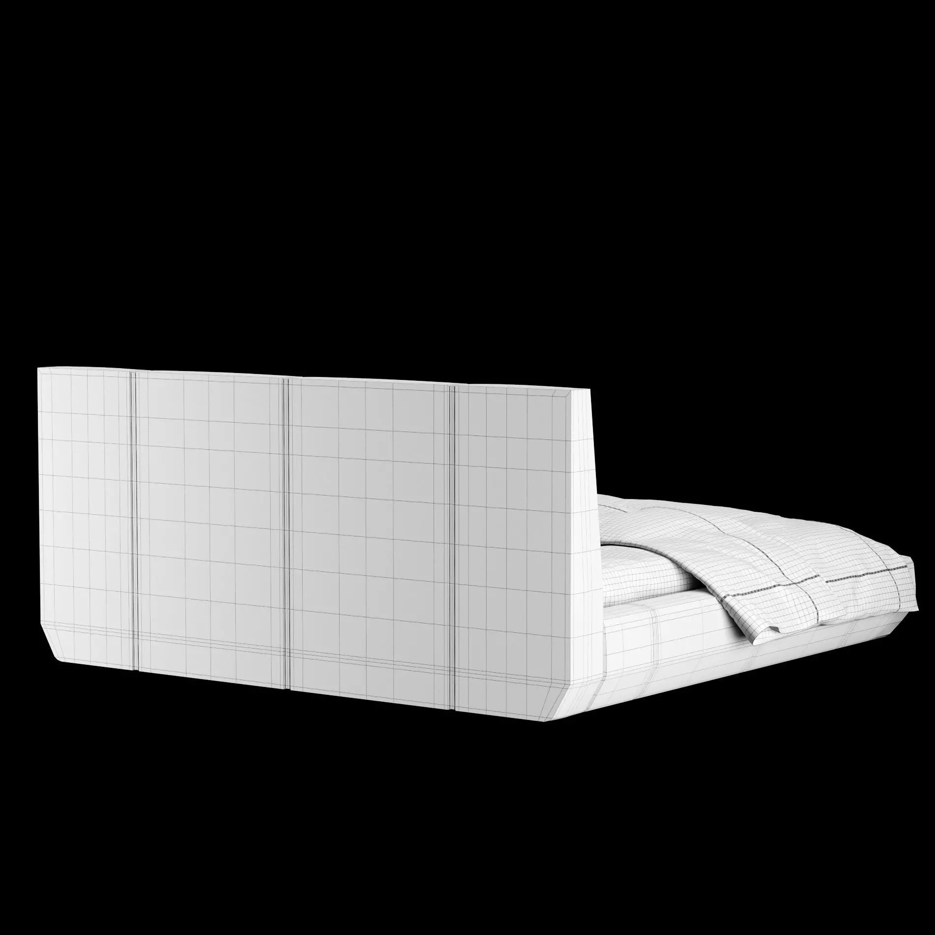 Bed with pillows and blanket 007 3D model_14