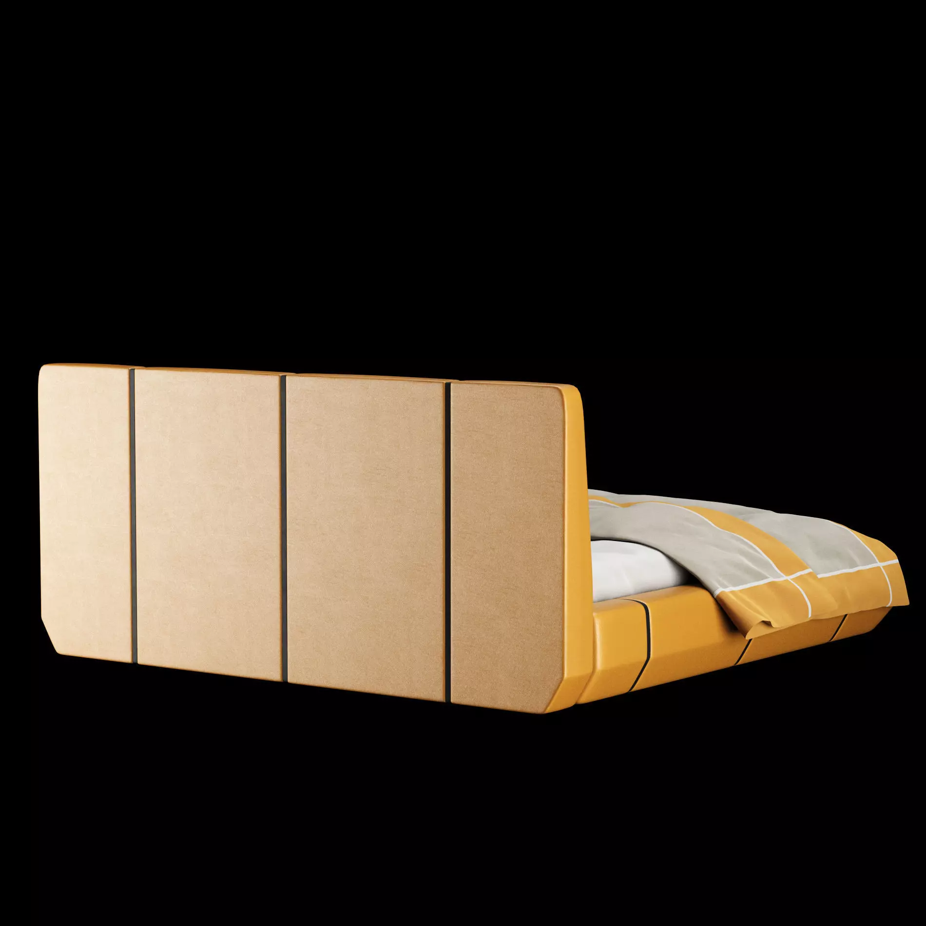 Bed with pillows and blanket 007 3D model_13