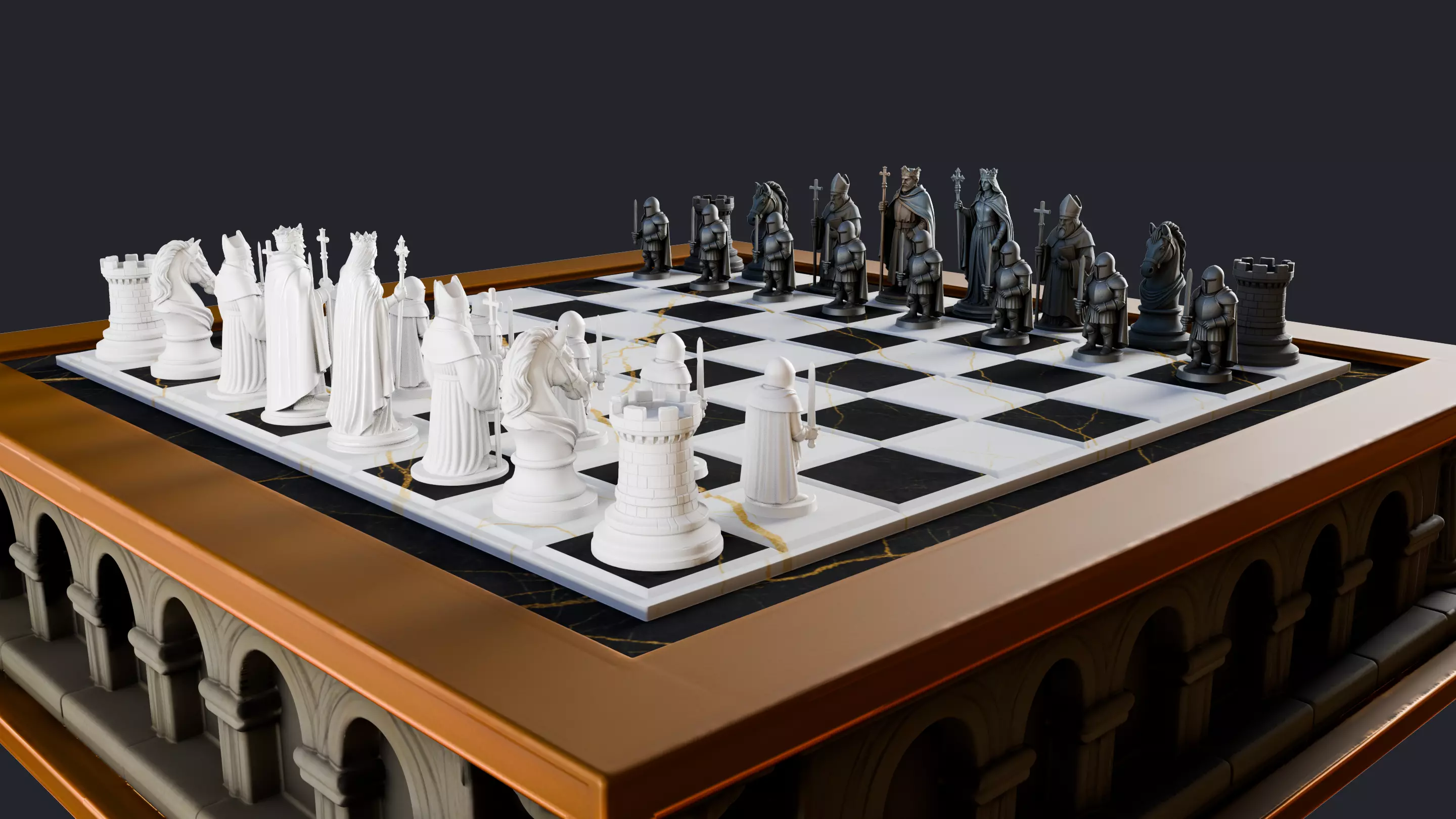 Chess Set Medieval 3D Print Model 3D print model_8