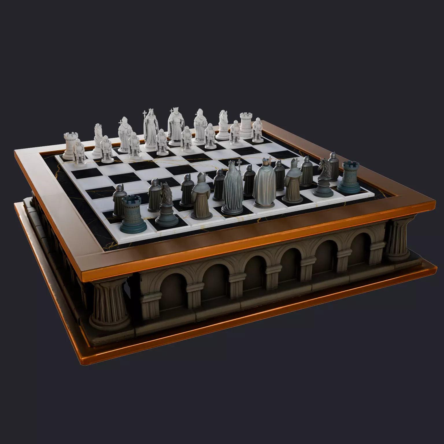 Chess Set Medieval 3D Print Model 3D print model_1