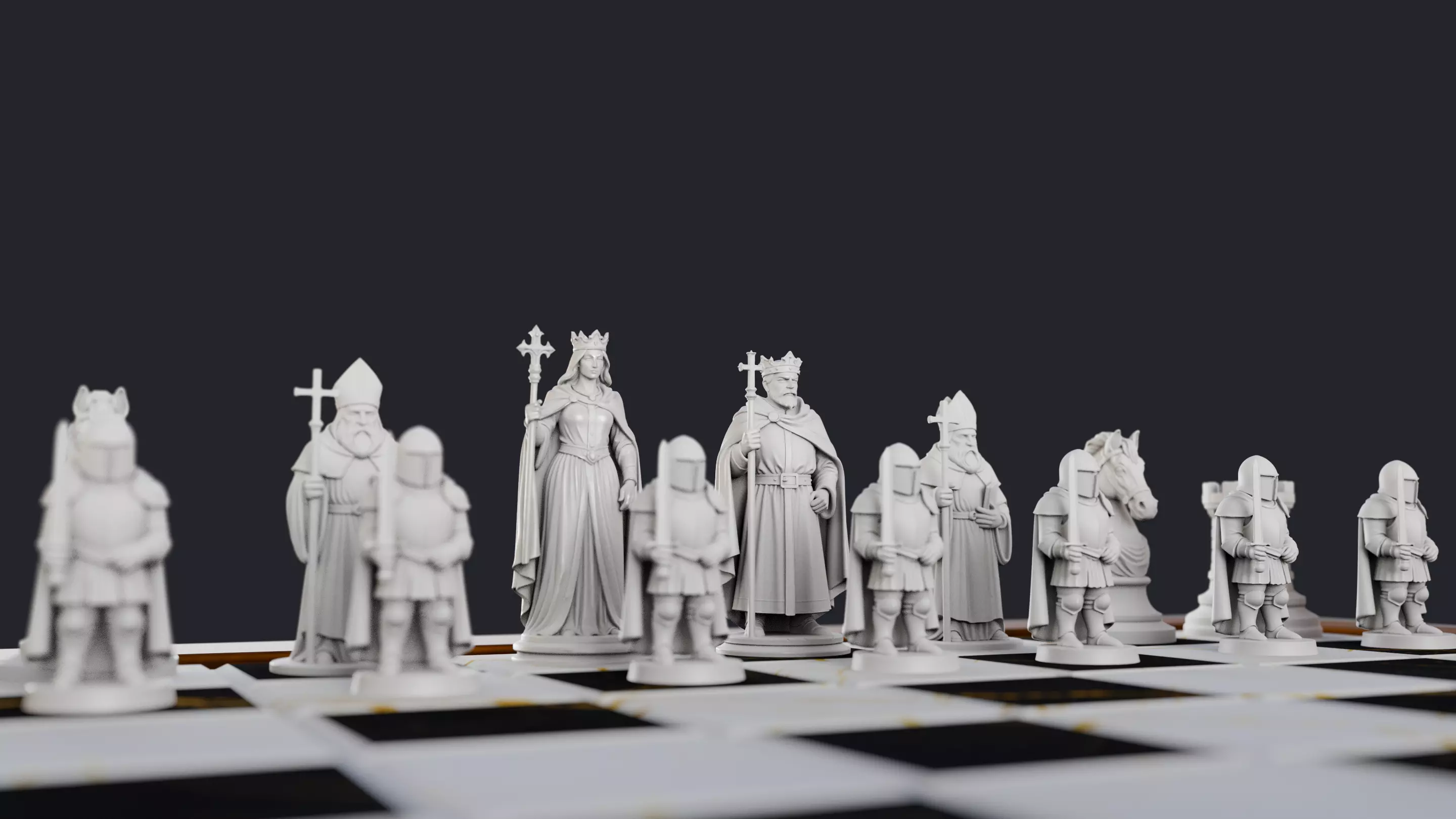 Chess Set Medieval 3D Print Model 3D print model_3