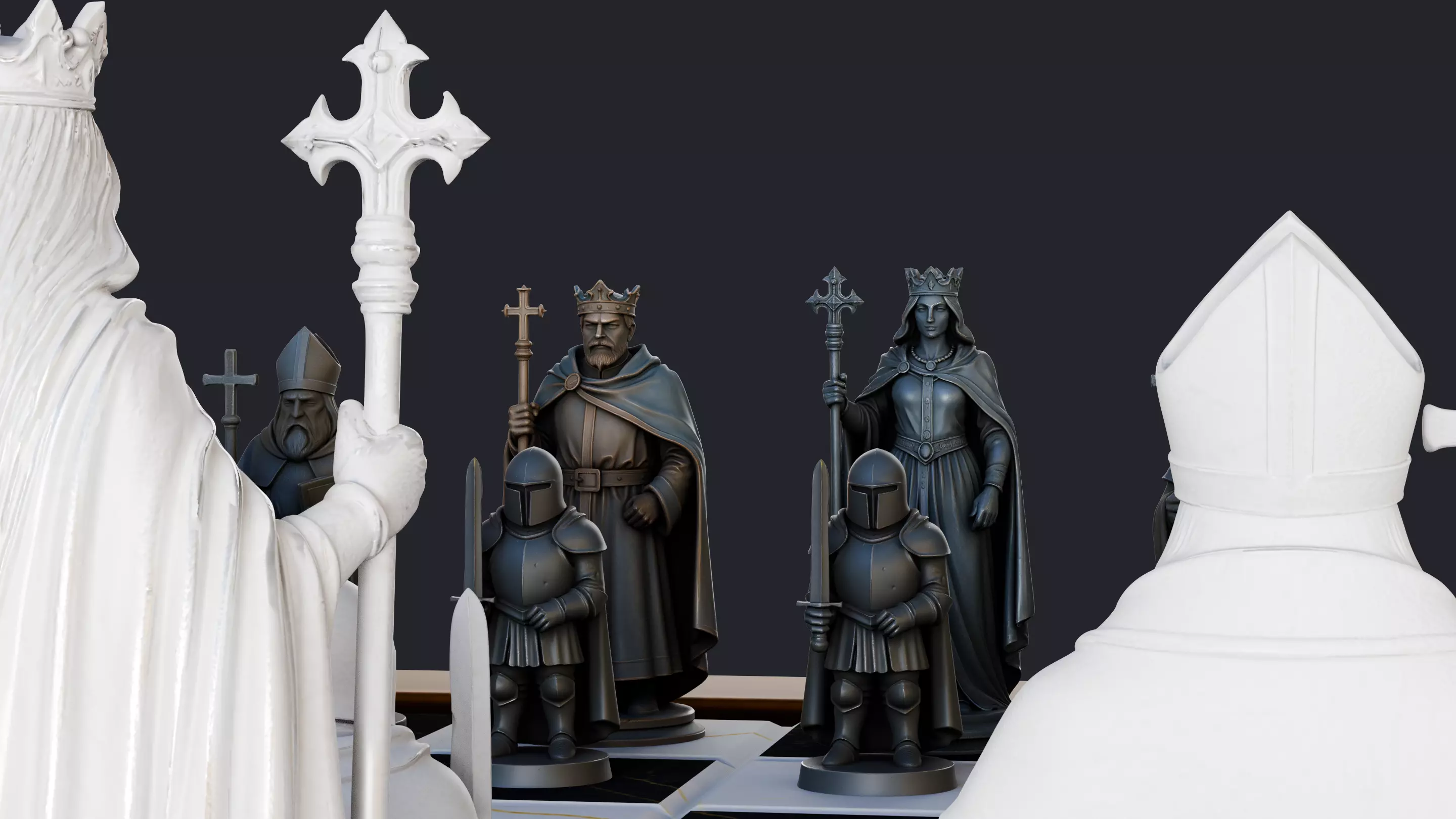Chess Set Medieval 3D Print Model 3D print model_6
