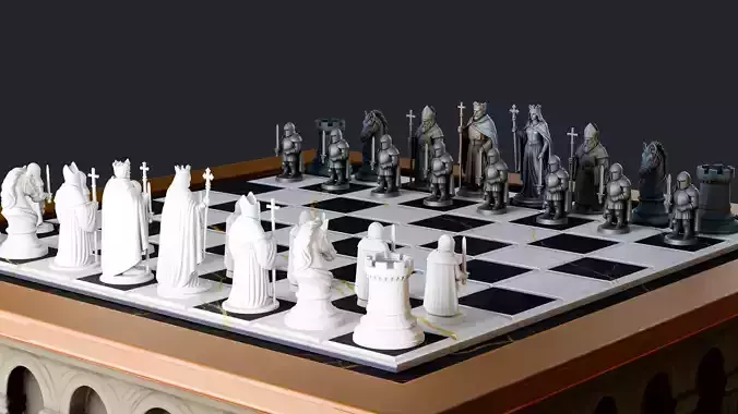 Chess Set Medieval 3D Print Model