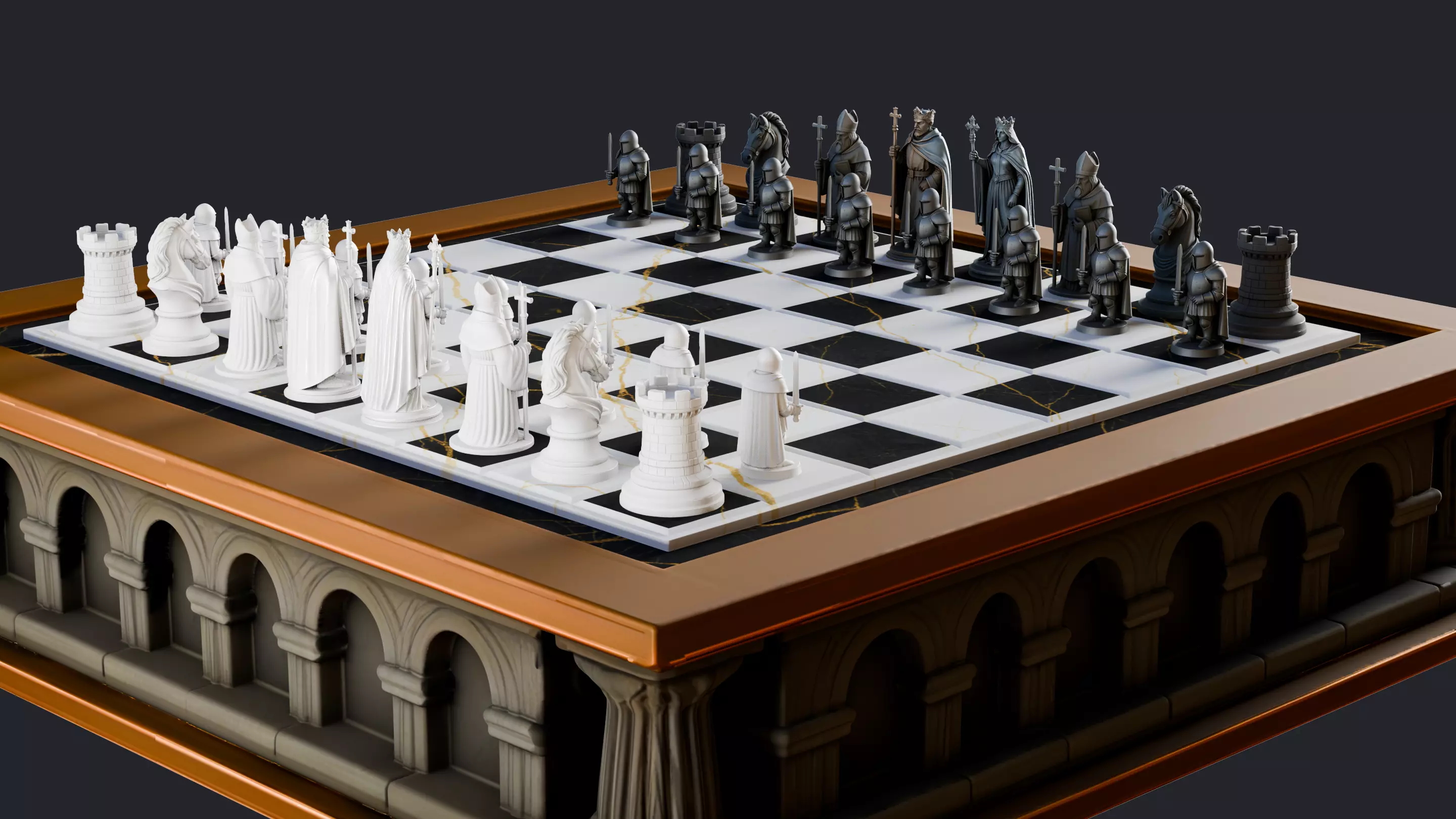 Chess Set Medieval 3D Print Model 3D print model_7