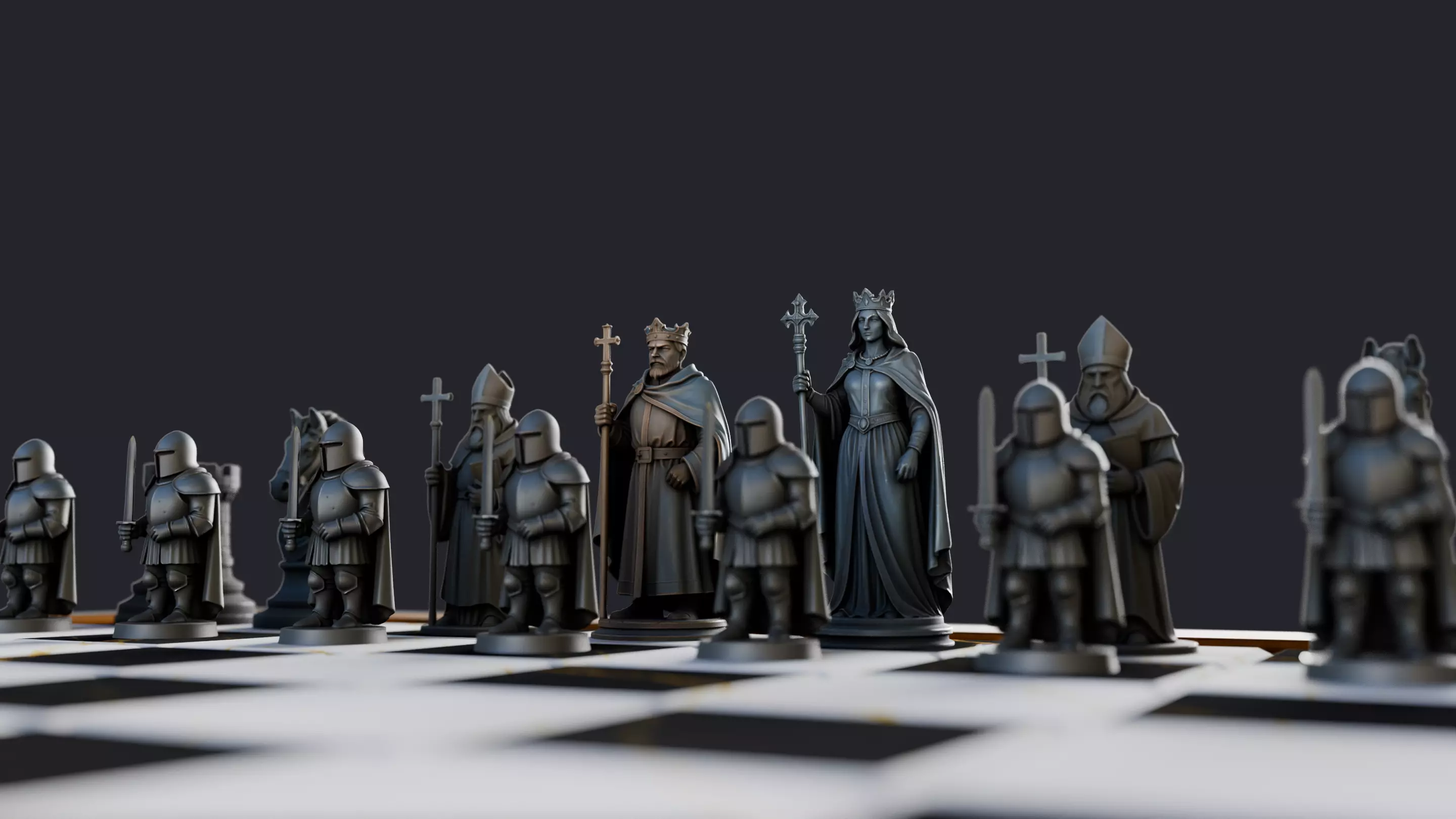 Chess Set Medieval 3D Print Model 3D print model_10