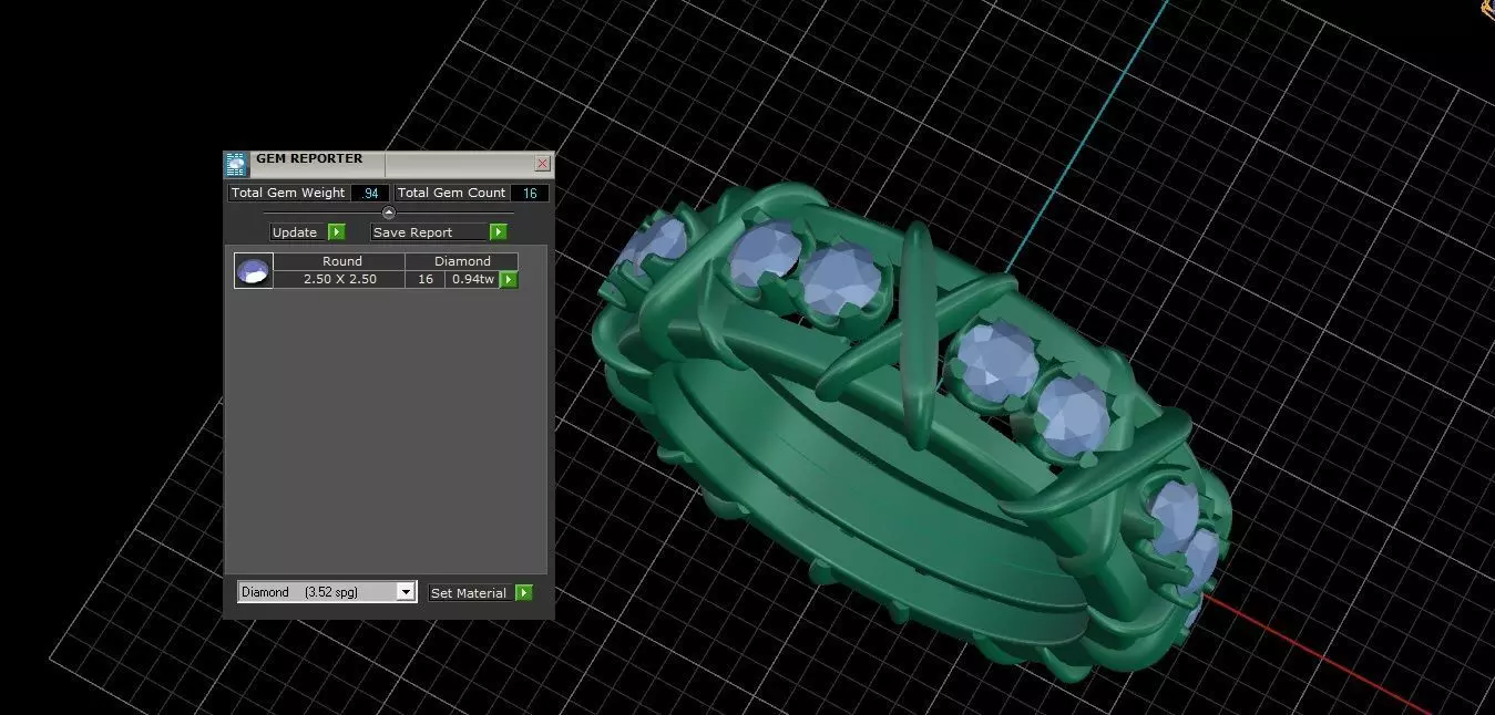 Sixteen Stone Ring 16mm 3D print model_4