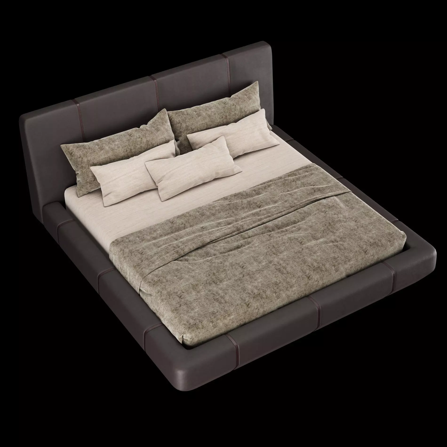 Bed with pillows and blanket set2 3D Model Collection_7