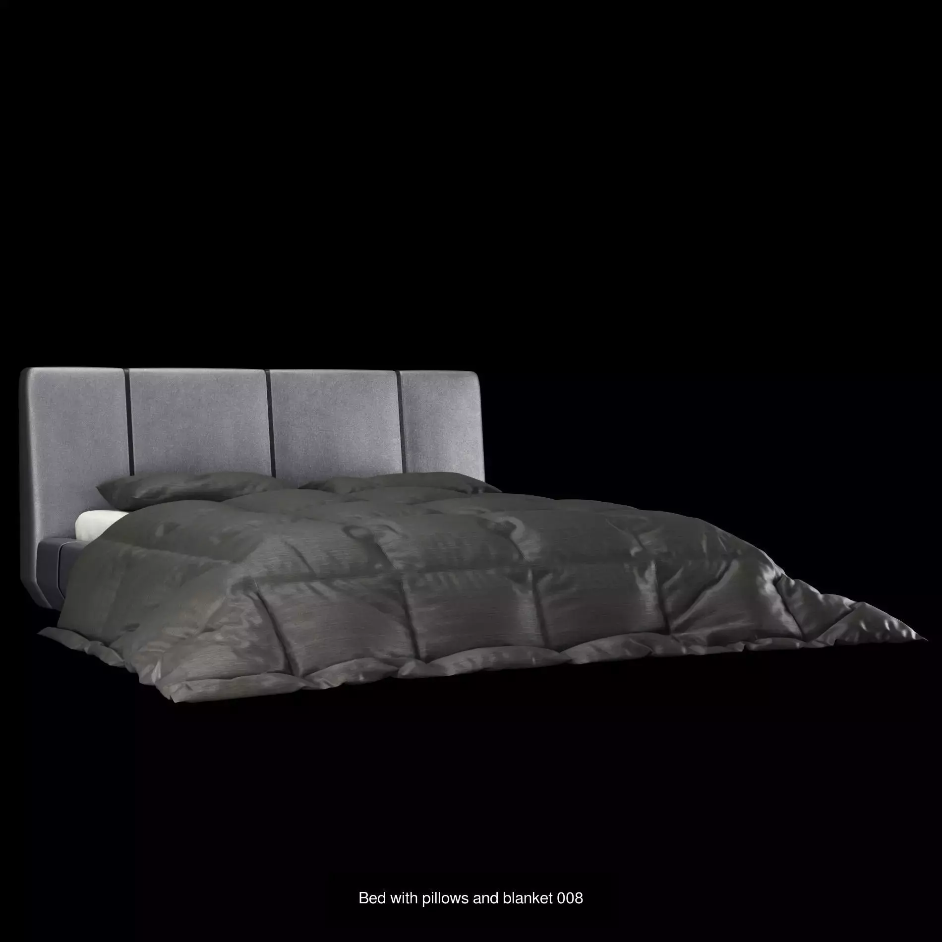 Bed with pillows and blanket set2 3D Model Collection_5