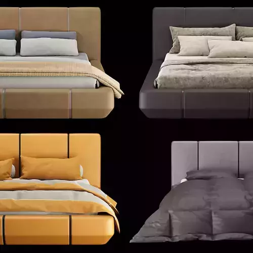  Bed with pillows and blanket set2