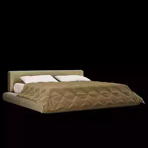 Modern fabric upholstered double bed with bedding set 009
