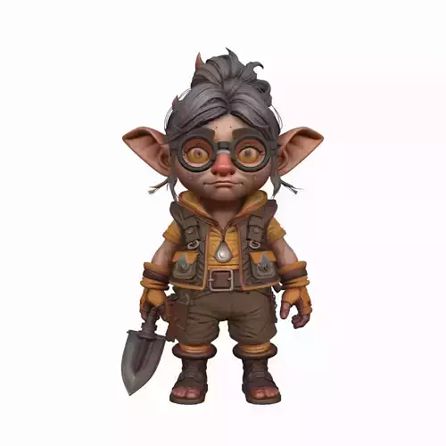 Curious Detailed Gnome Archaeologist 3D Model in World of  Style