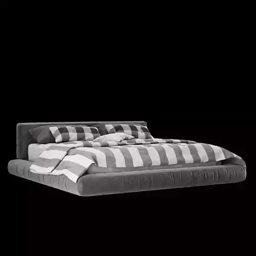 Modern fabric upholstered double bed with bedding set 010