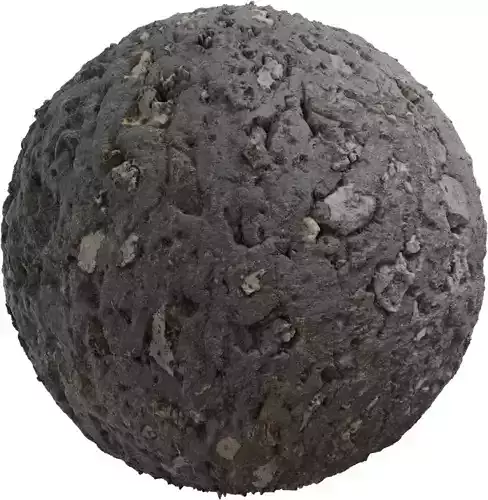 Cracked Asphalt With Exposed Aggregate PBR Material 