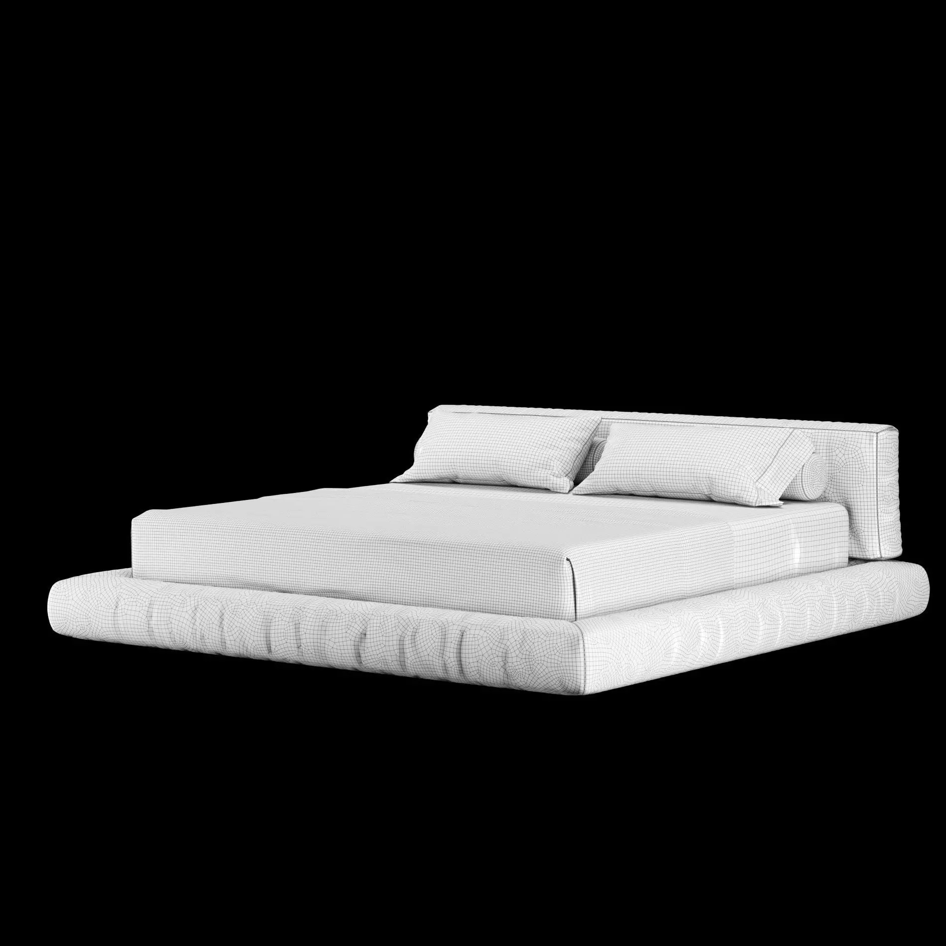 Bed with pillows and blanket 011 3D model_11