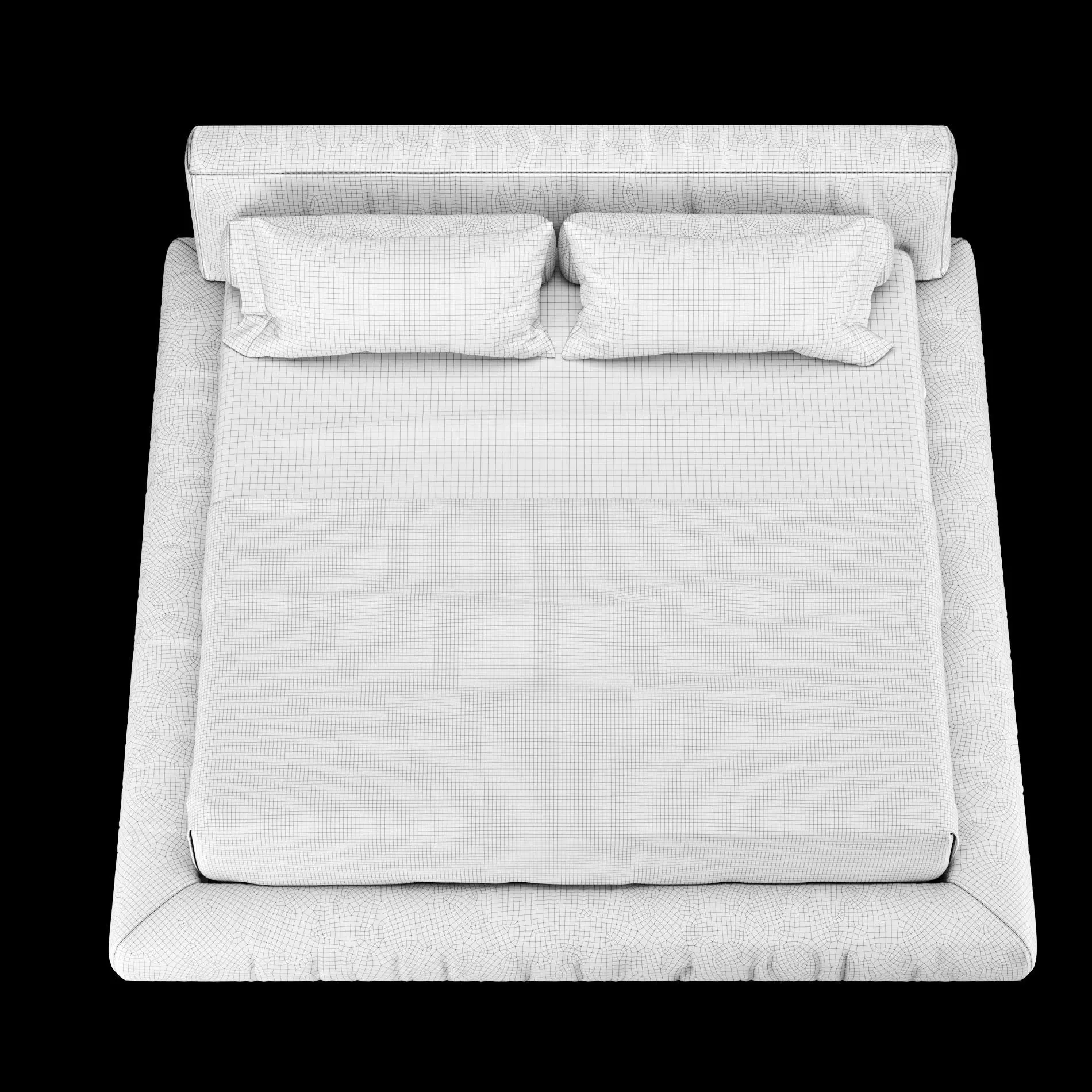 Bed with pillows and blanket 011 3D model_10