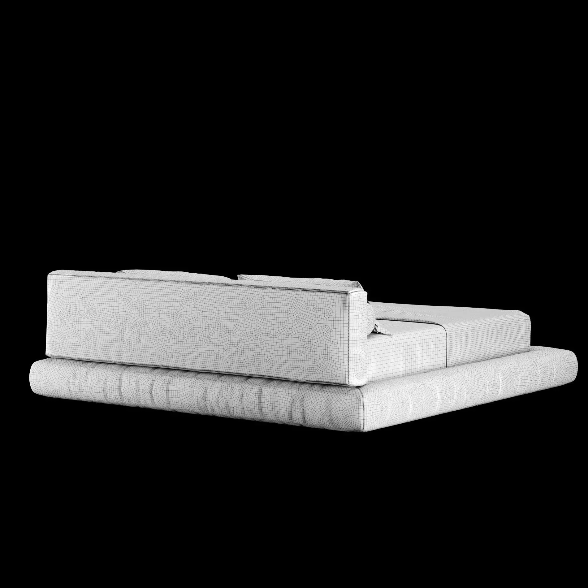 Bed with pillows and blanket 011 3D model_13