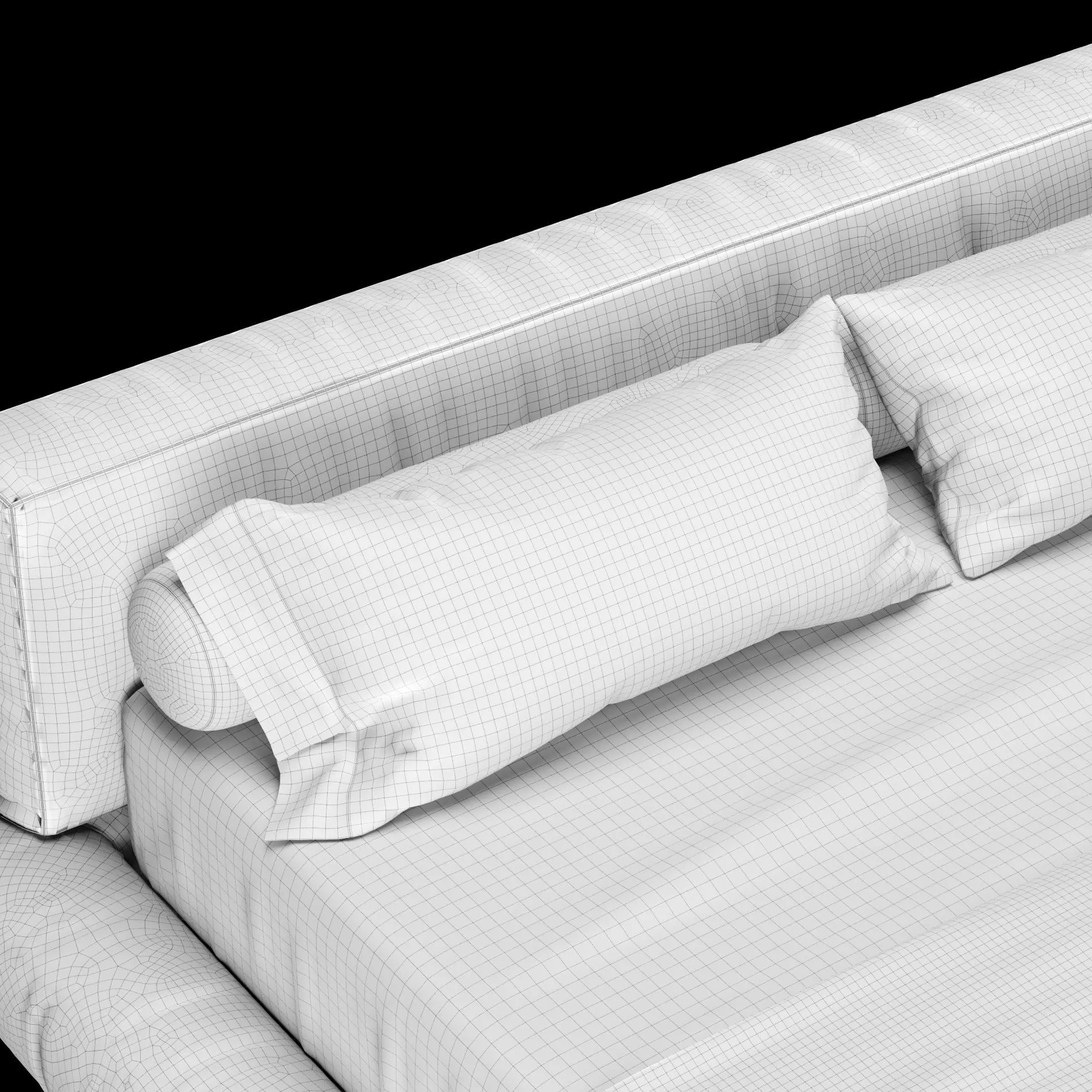 Bed with pillows and blanket 011 3D model_8