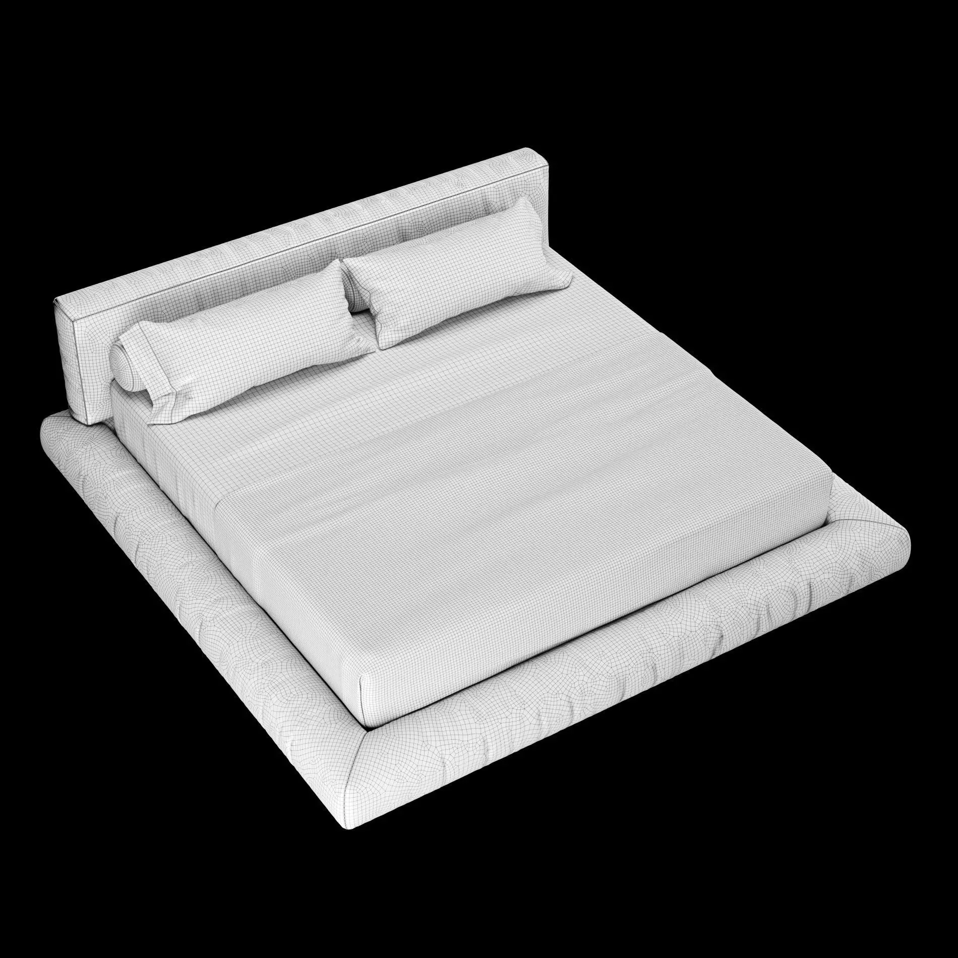 Bed with pillows and blanket 011 3D model_4