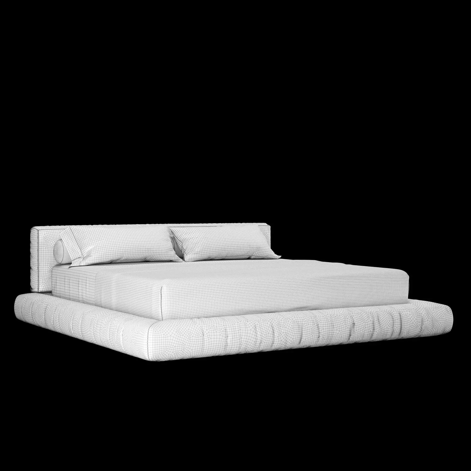 Bed with pillows and blanket 011 3D model_2