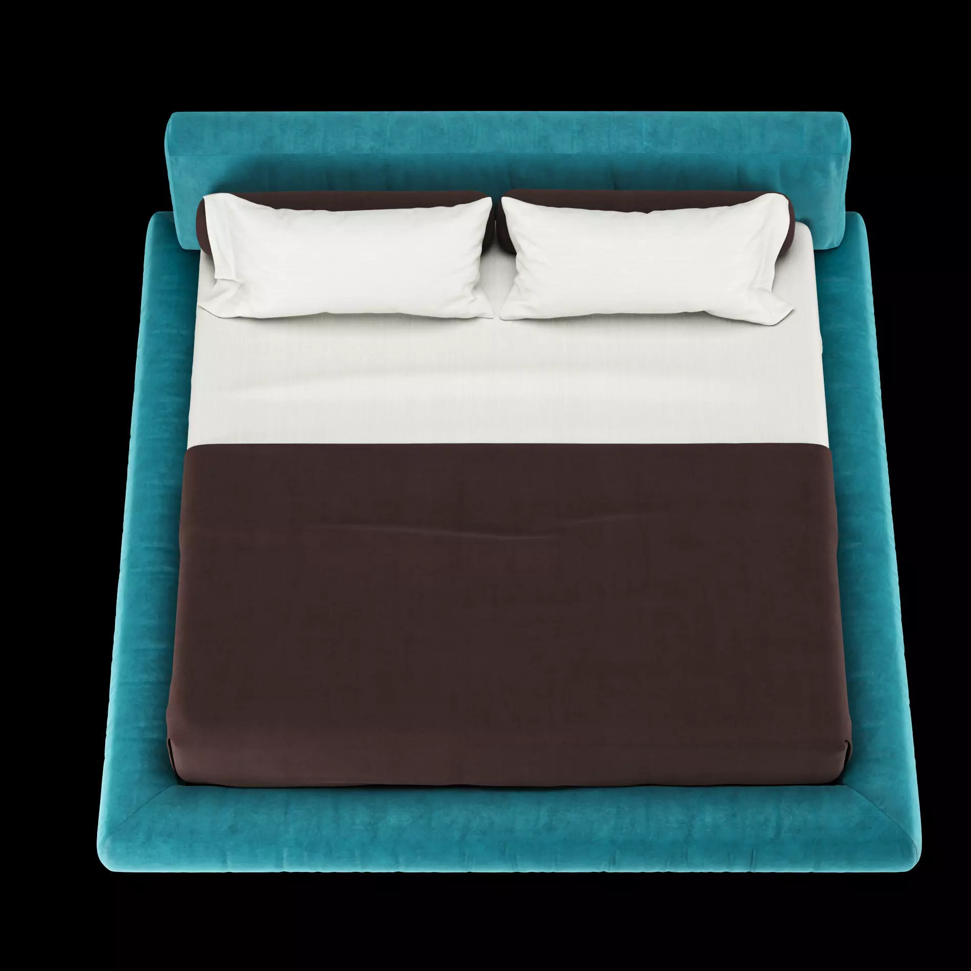 Bed with pillows and blanket 011 3D model_9