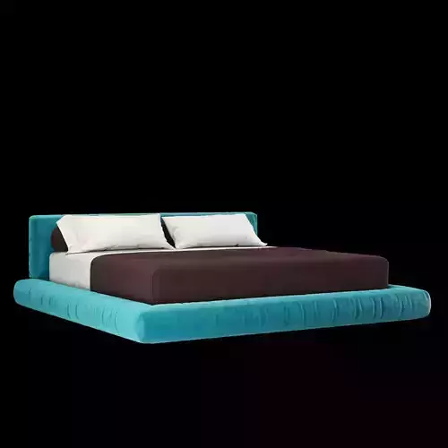 Modern fabric upholstered double bed with bedding set 011