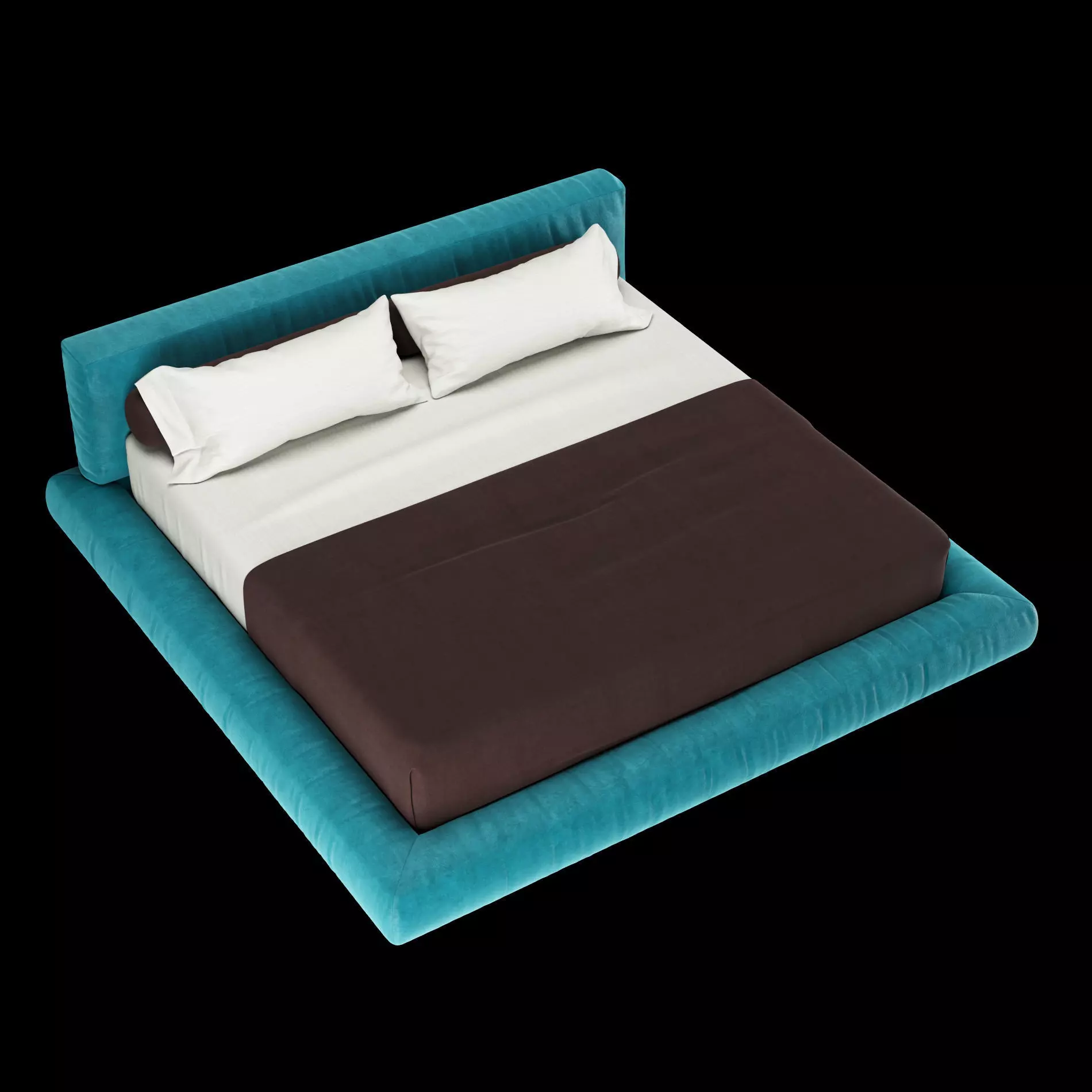 Bed with pillows and blanket 011 3D model_3