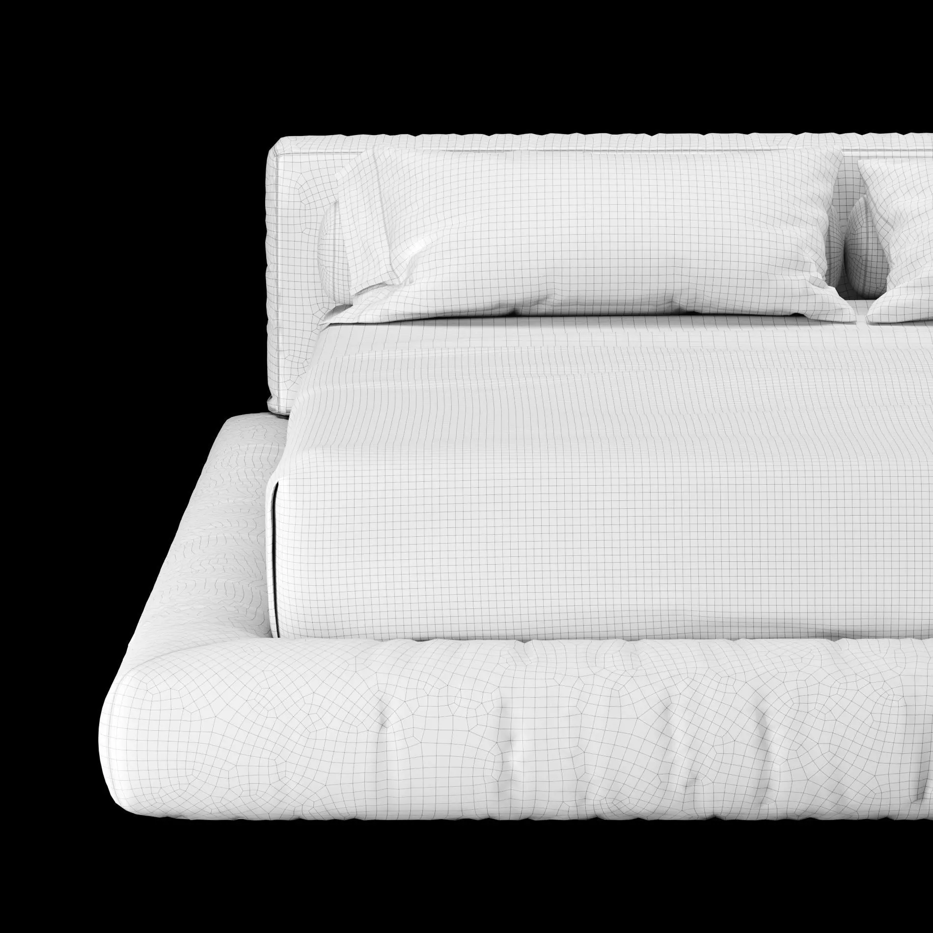 Bed with pillows and blanket 011 3D model_6