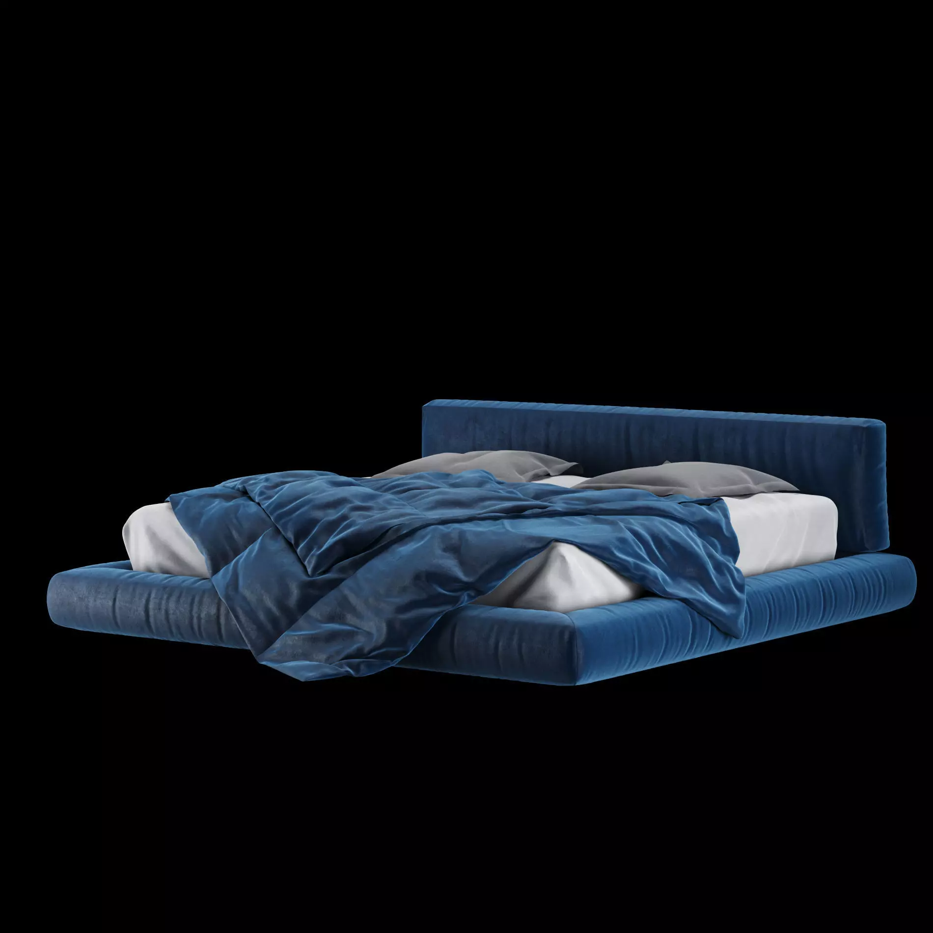 Bed with pillows and blanket 012 3D model_11