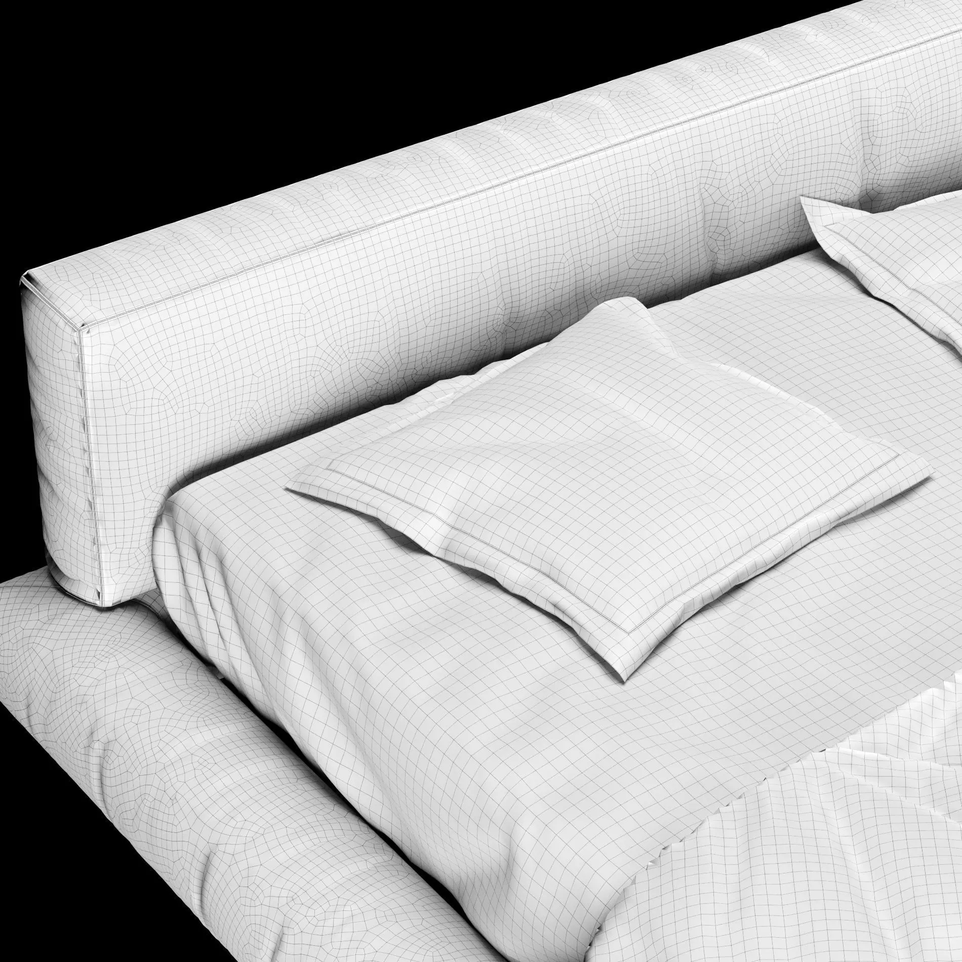 Bed with pillows and blanket 012 3D model_8