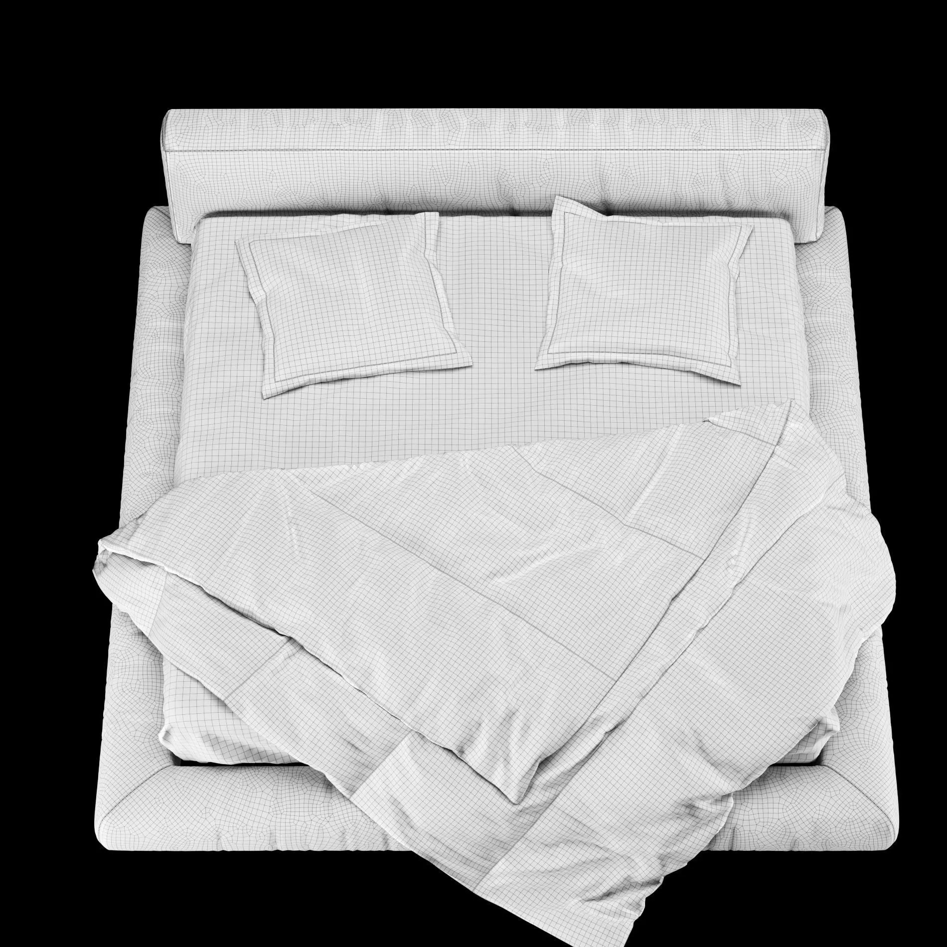 Bed with pillows and blanket 012 3D model_10