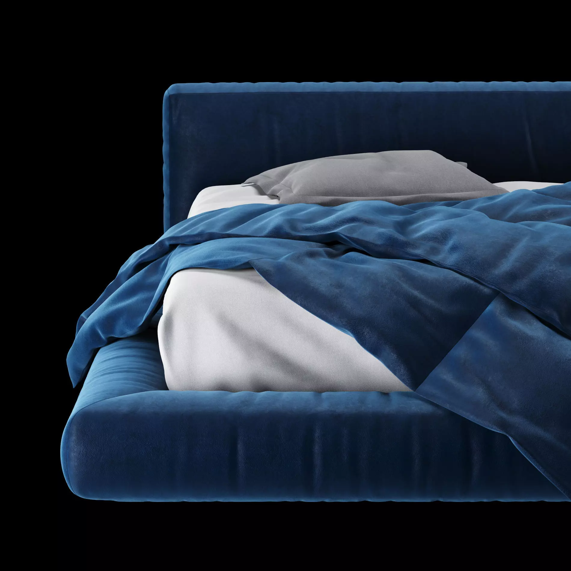 Bed with pillows and blanket 012 3D model_5