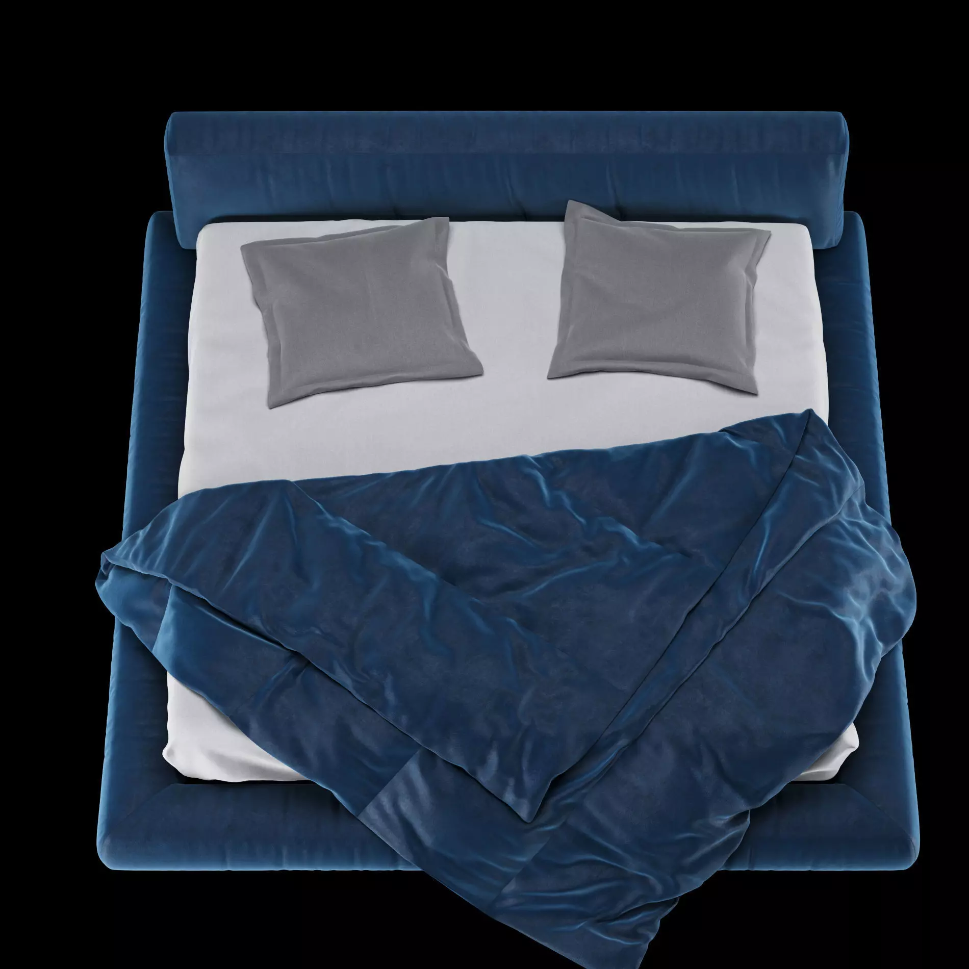 Bed with pillows and blanket 012 3D model_9