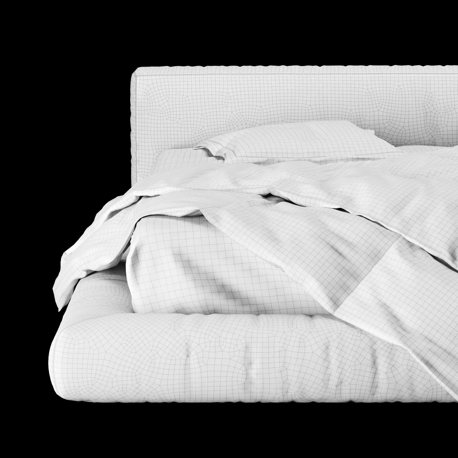 Bed with pillows and blanket 012 3D model_6