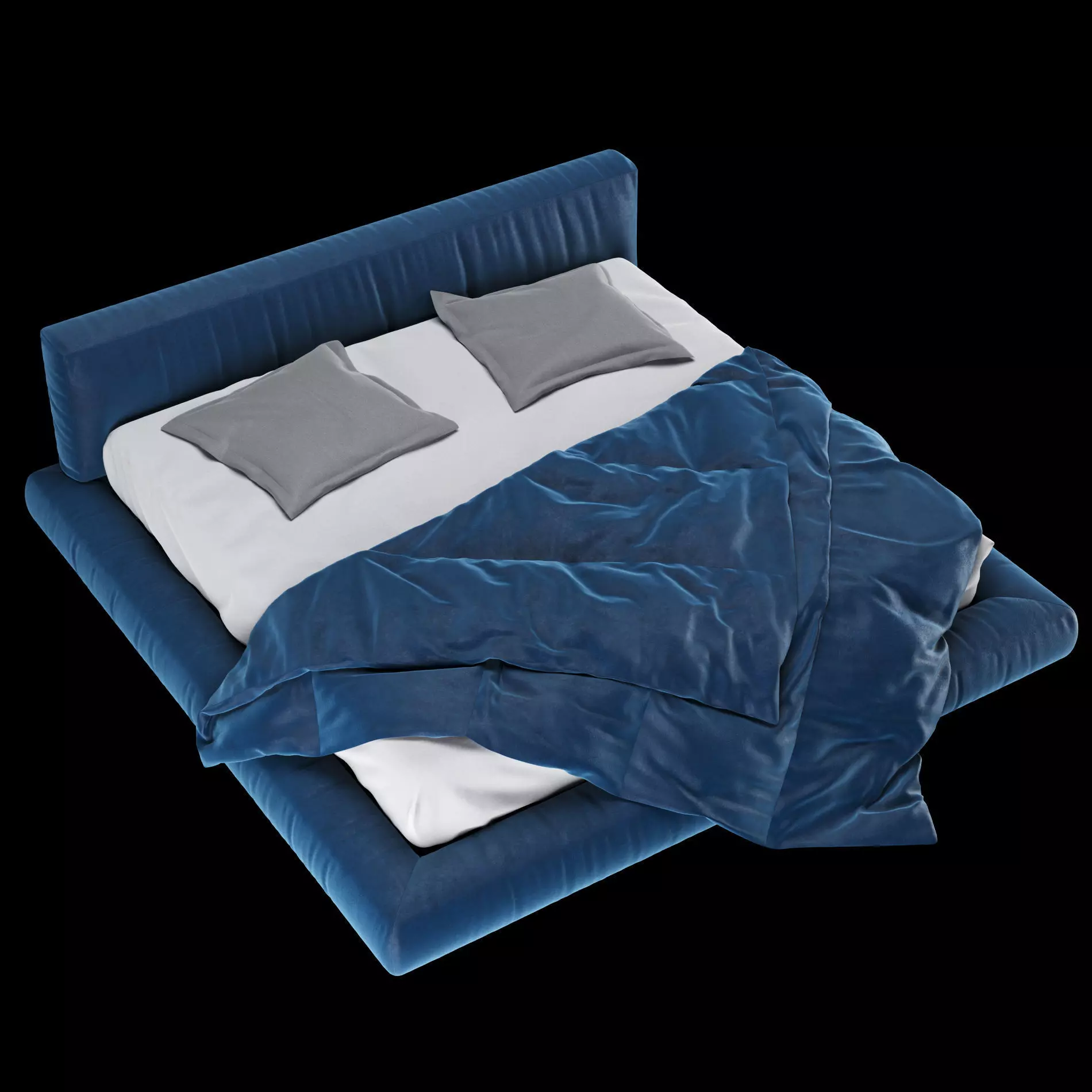 Bed with pillows and blanket 012 3D model_3