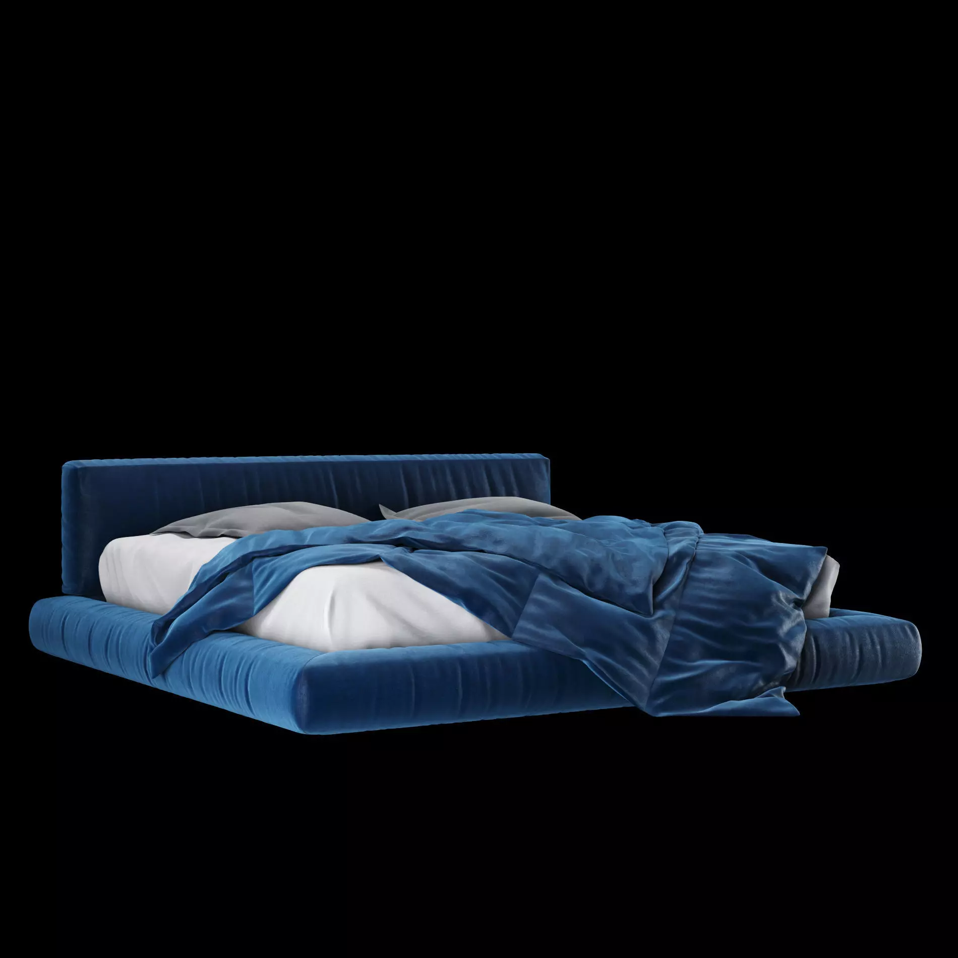 Bed with pillows and blanket 012 3D model_0