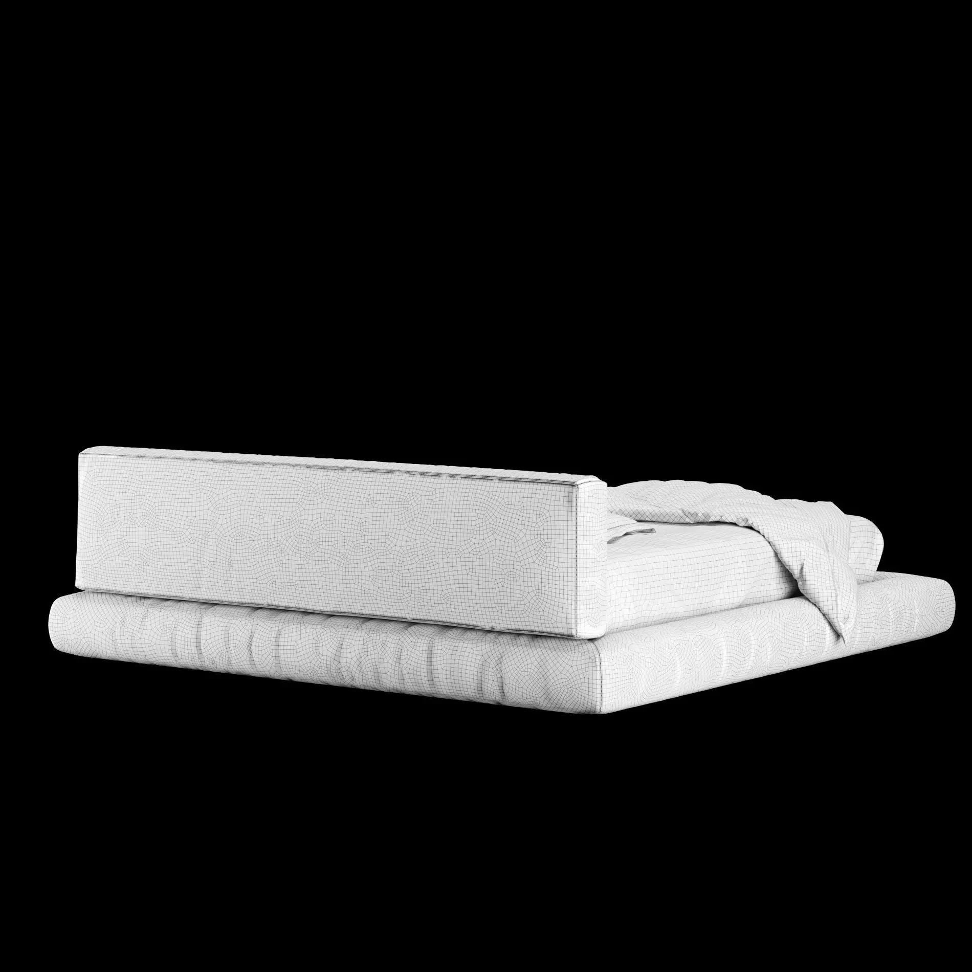 Bed with pillows and blanket 012 3D model_14