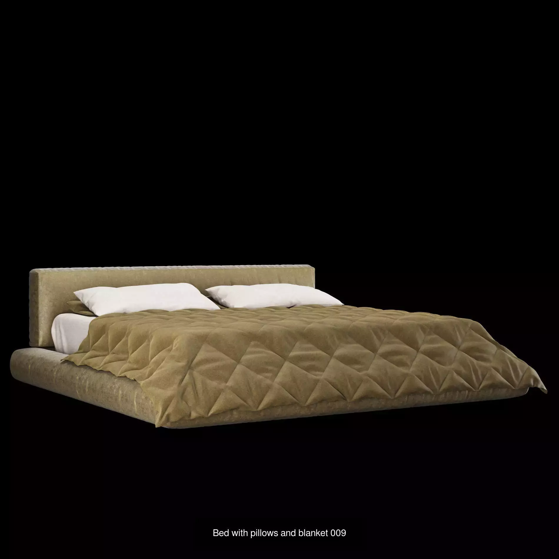 Bed with pillows and blanket set3 3D Model Collection_2