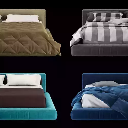 Bed with pillows and blanket set3